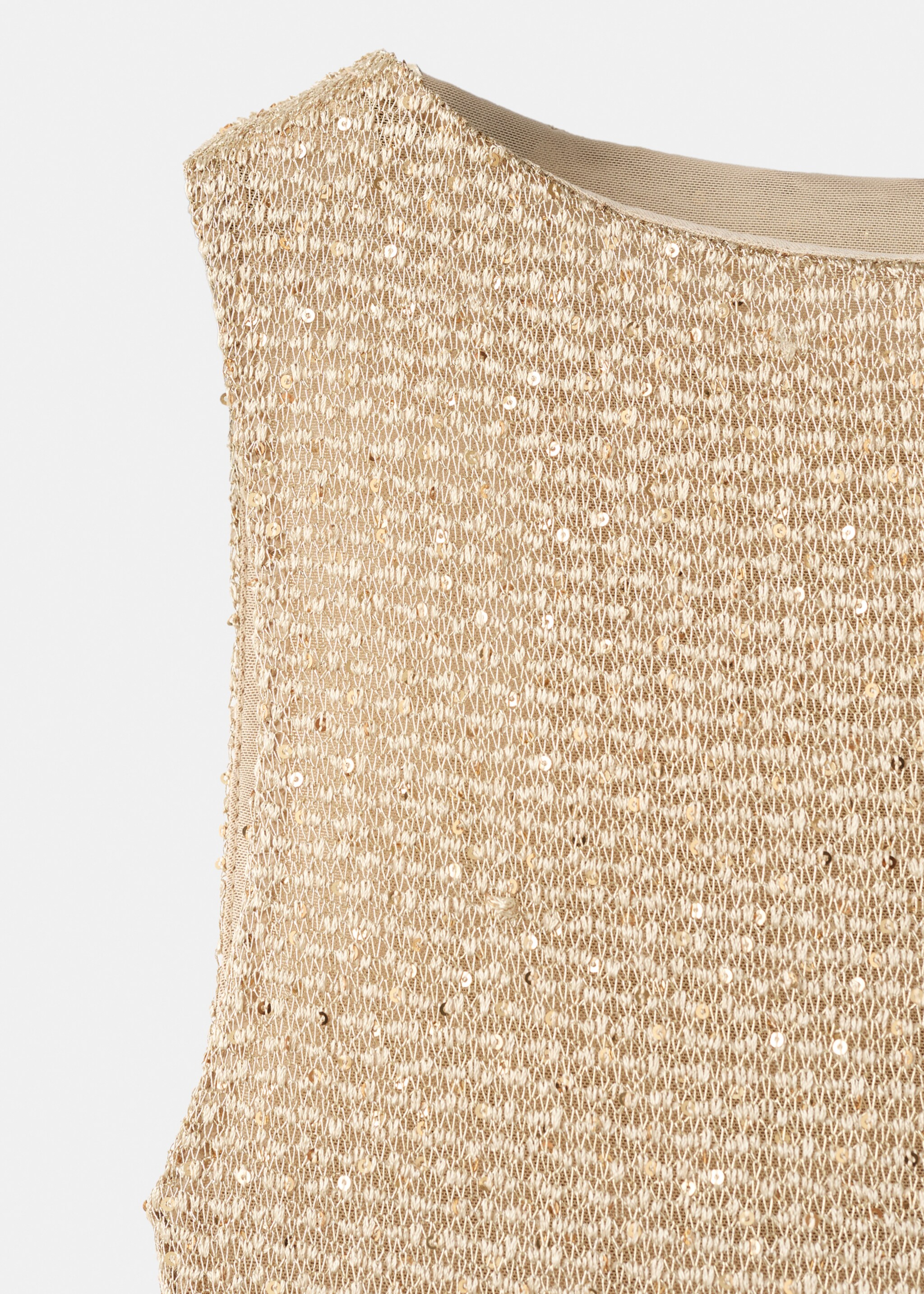 Knitted dress with sequin detail - Details of the article 8, Gold. Ref: 17069108-00.