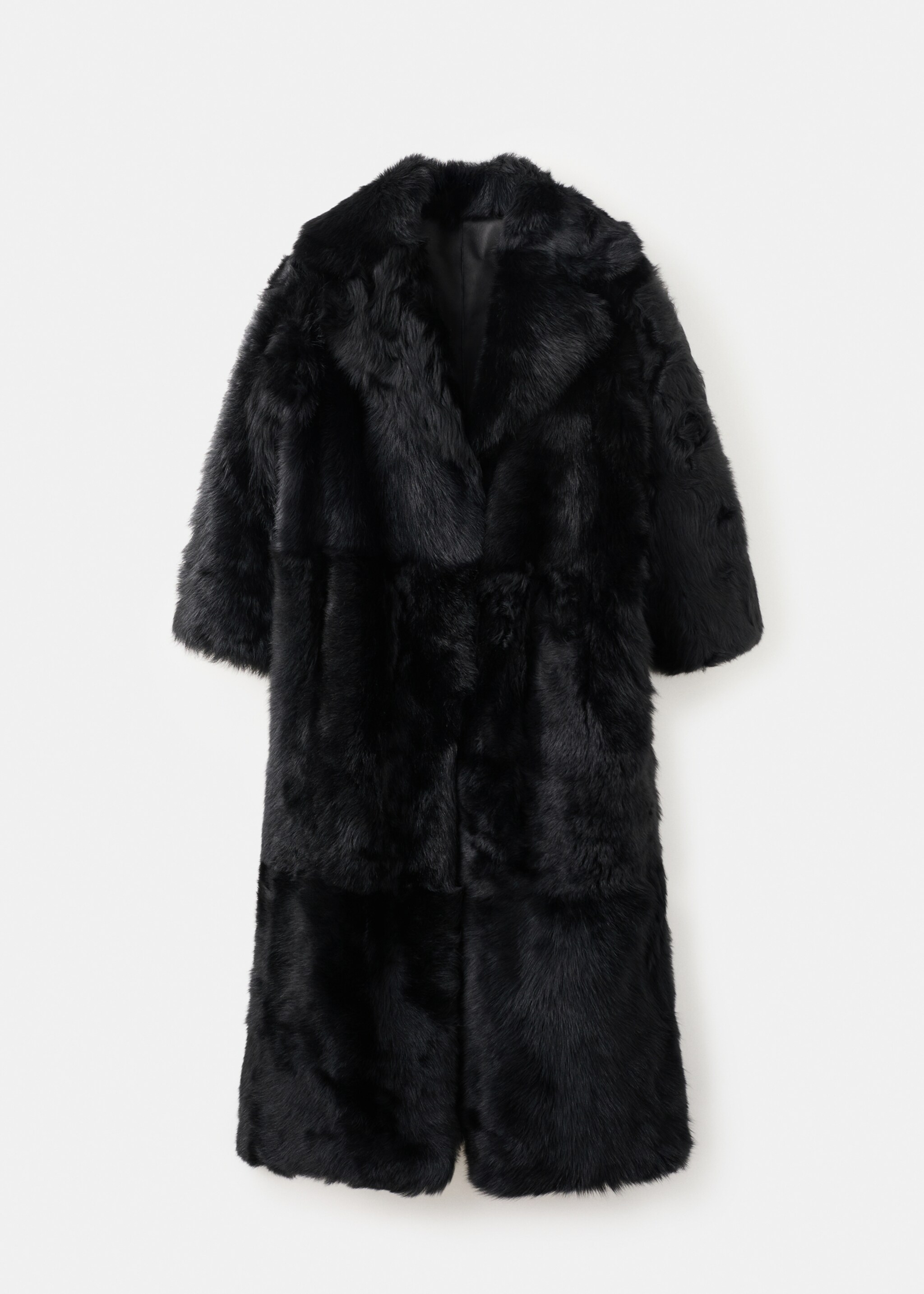 Manteau cuir imitation fourrure réversible - Article sans modèle, Noir. Ref: 17069116-00.