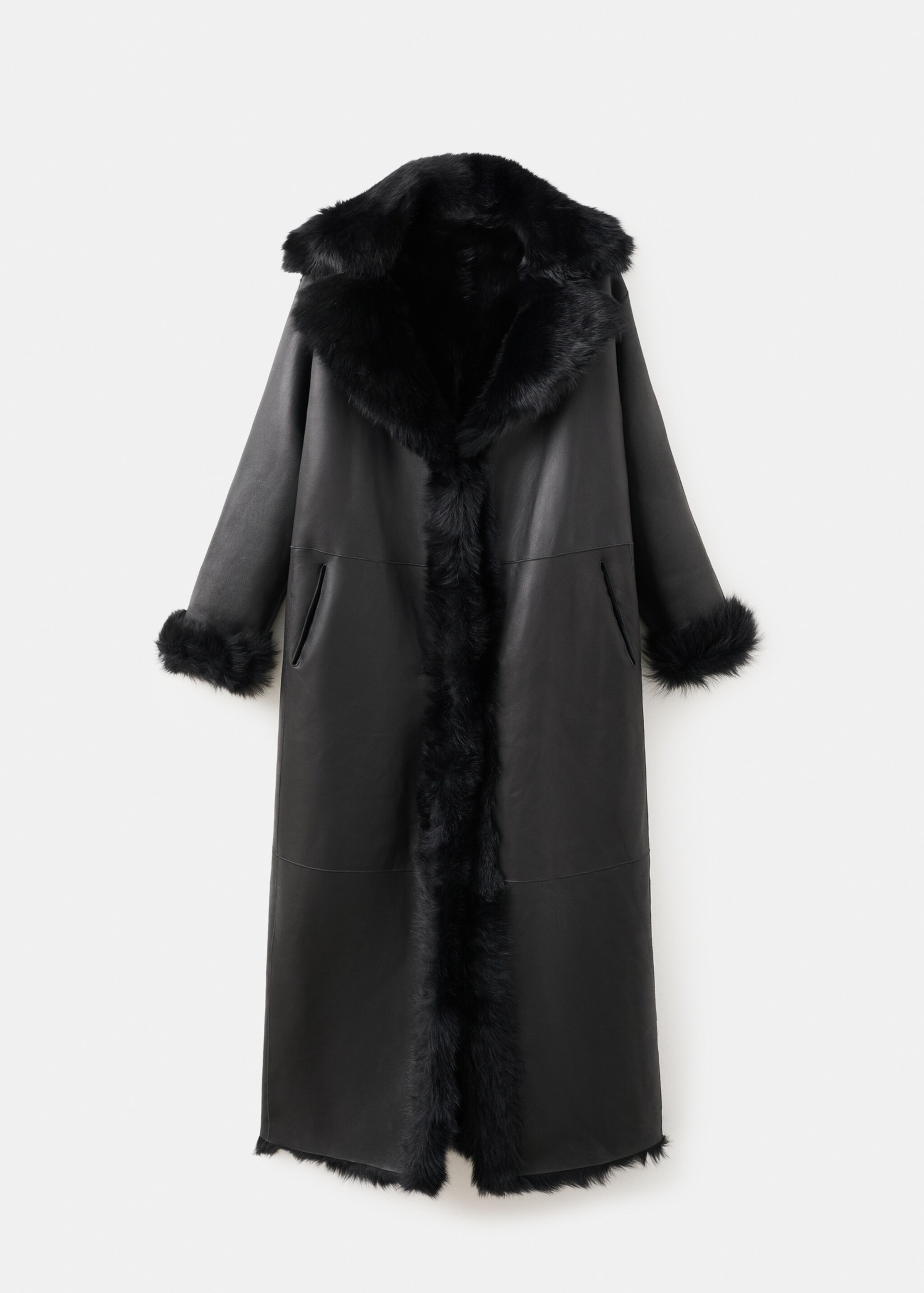 Manteau cuir imitation fourrure réversible - Détail de l'article 8, Noir. Ref: 17069116-00.