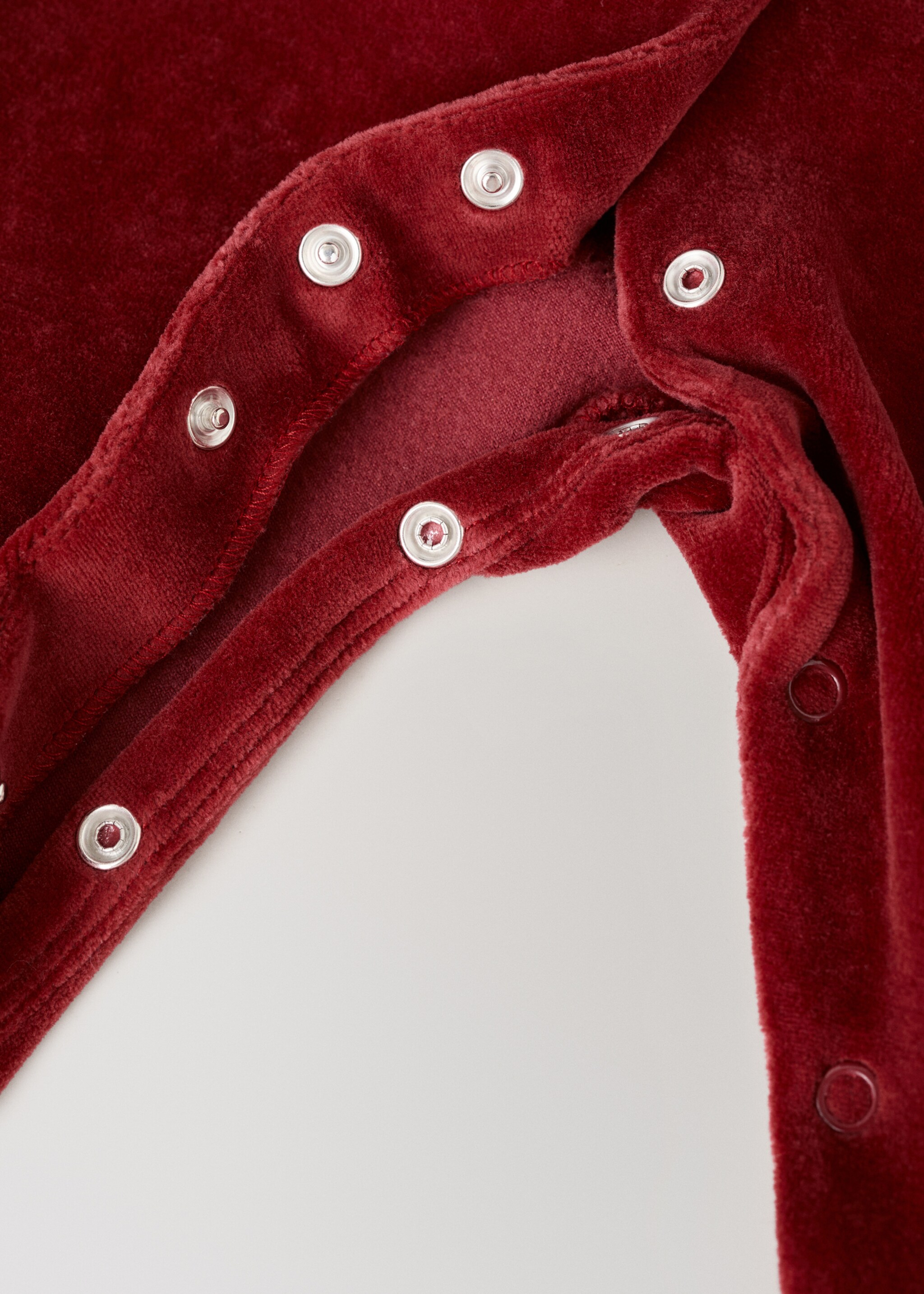 Christmas velour cotton baby onesie - Details of the article 2, Red. Ref: 17069121-00.