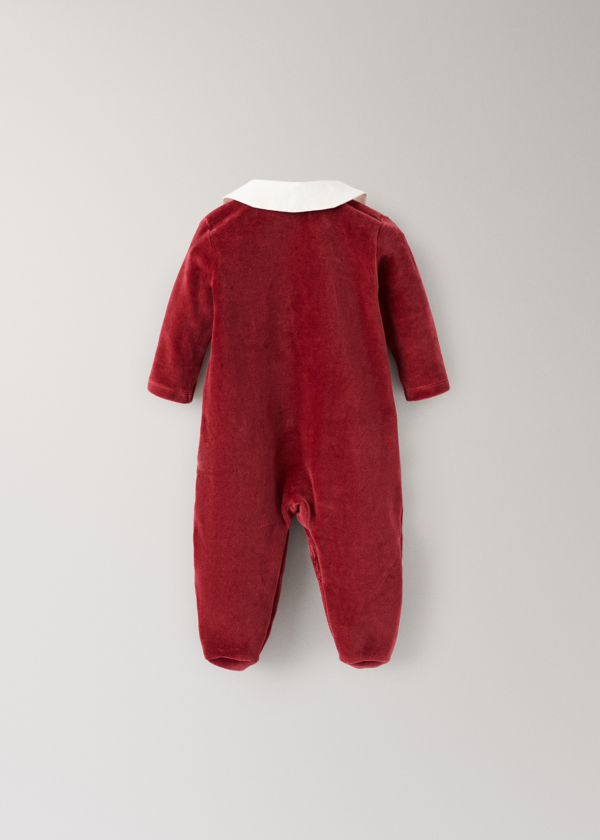 Christmas velour cotton baby onesie - Details of the article 3, Red. Ref: 17069121-00.
