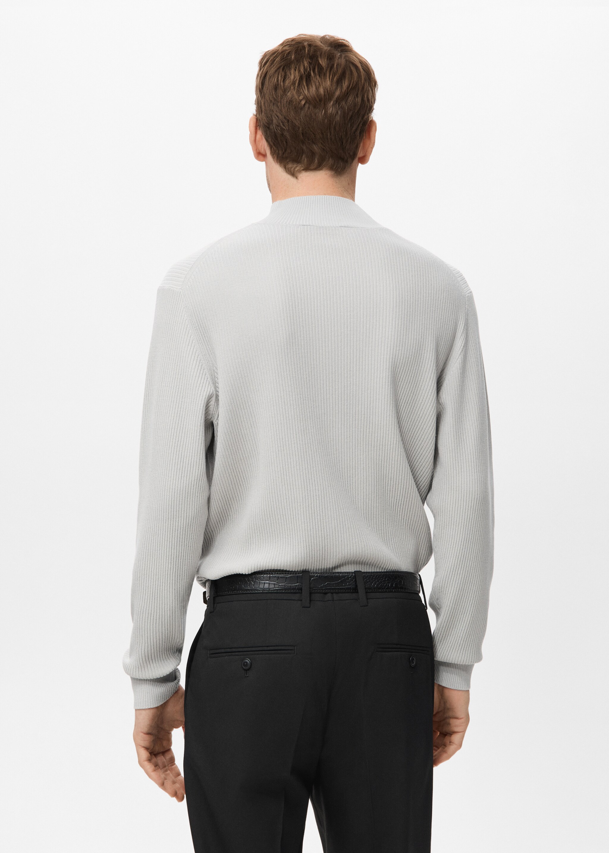 Ribbed turtleneck sweater - Reverse of the article, Ice Grey. Ref: 17069207-00.