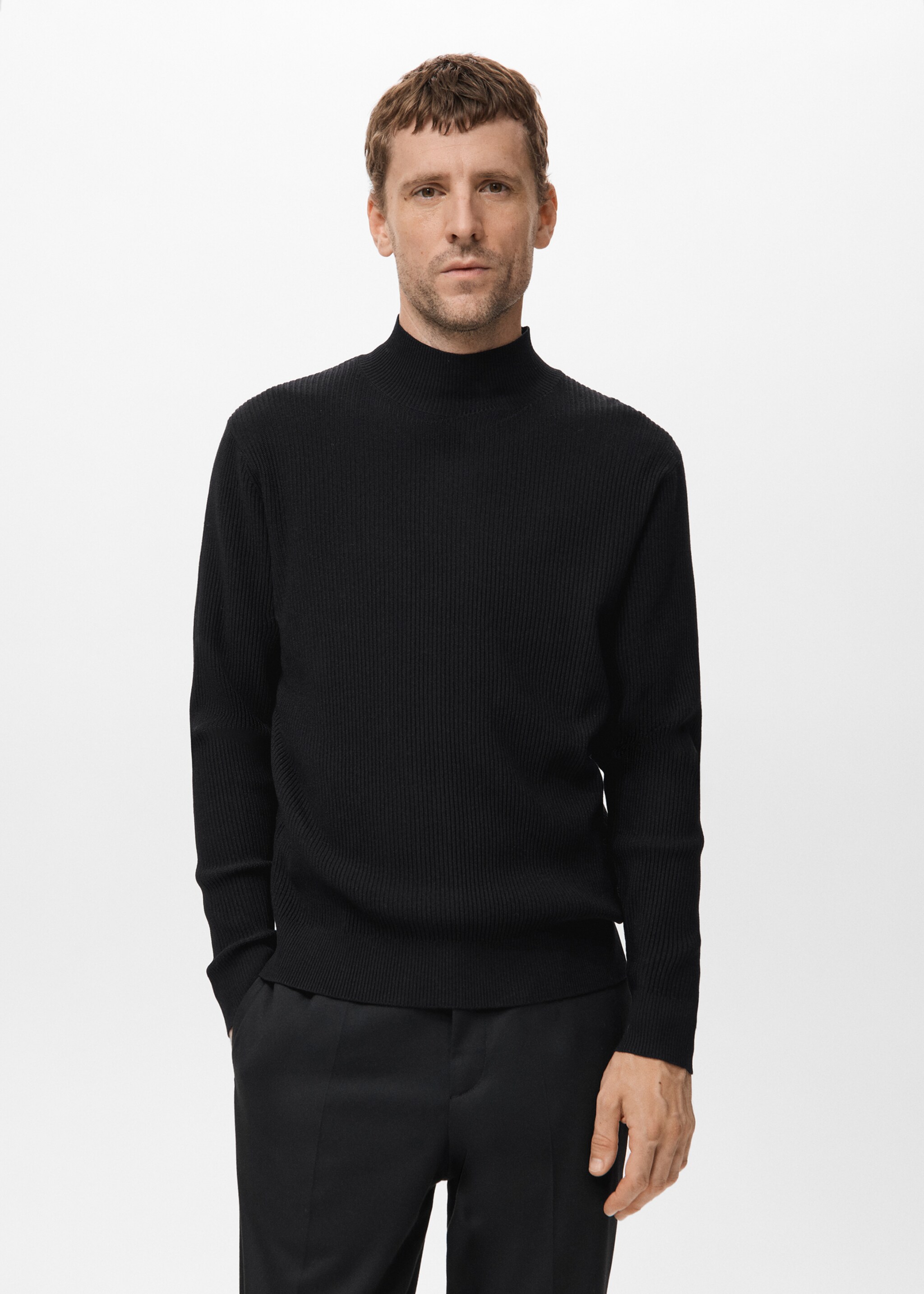 Ribbed turtleneck sweater - Medium plane, Black. Ref: 17069207-00.