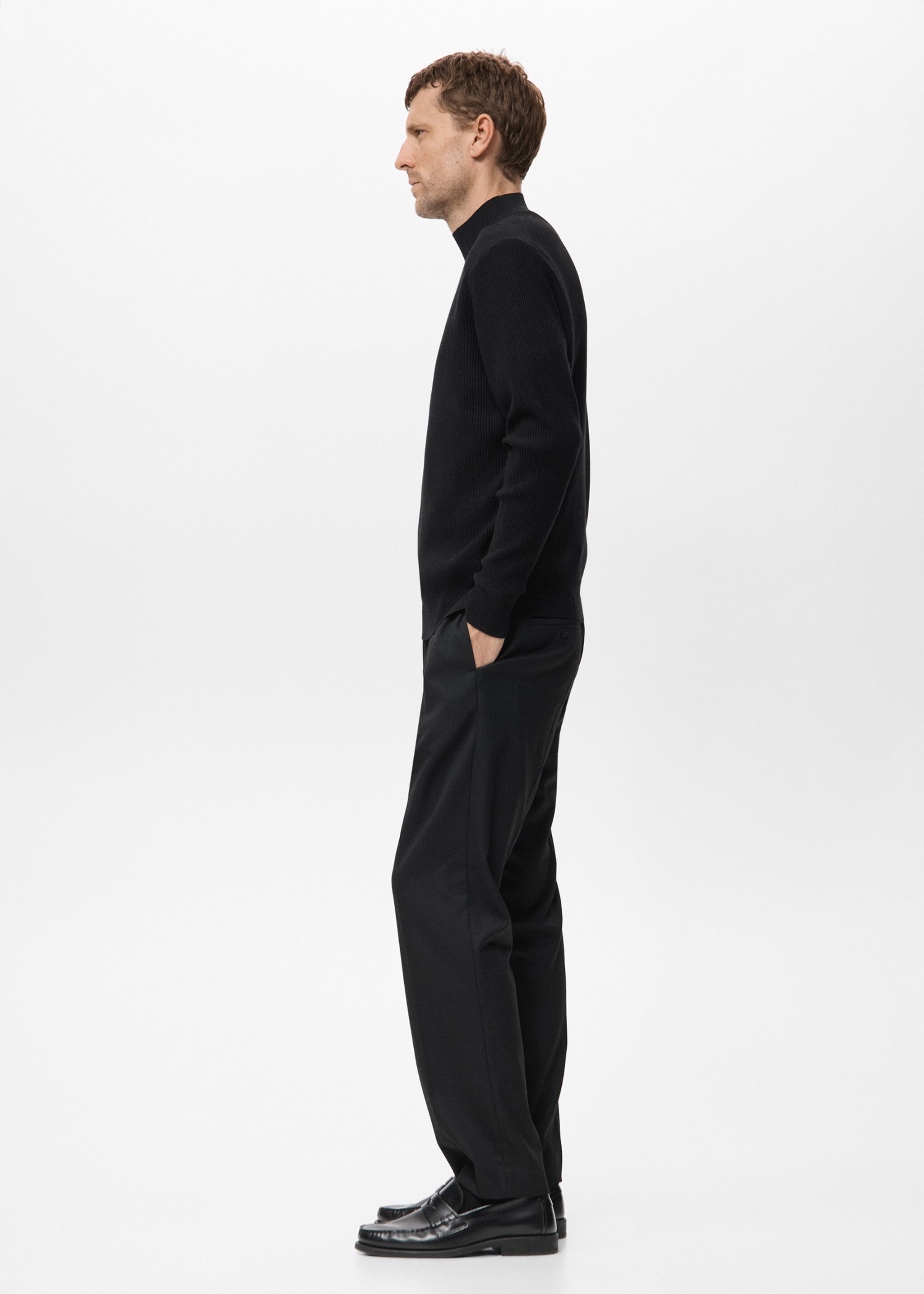 Ribbed turtleneck sweater - Details of the article 2, Black. Ref: 17069207-00.