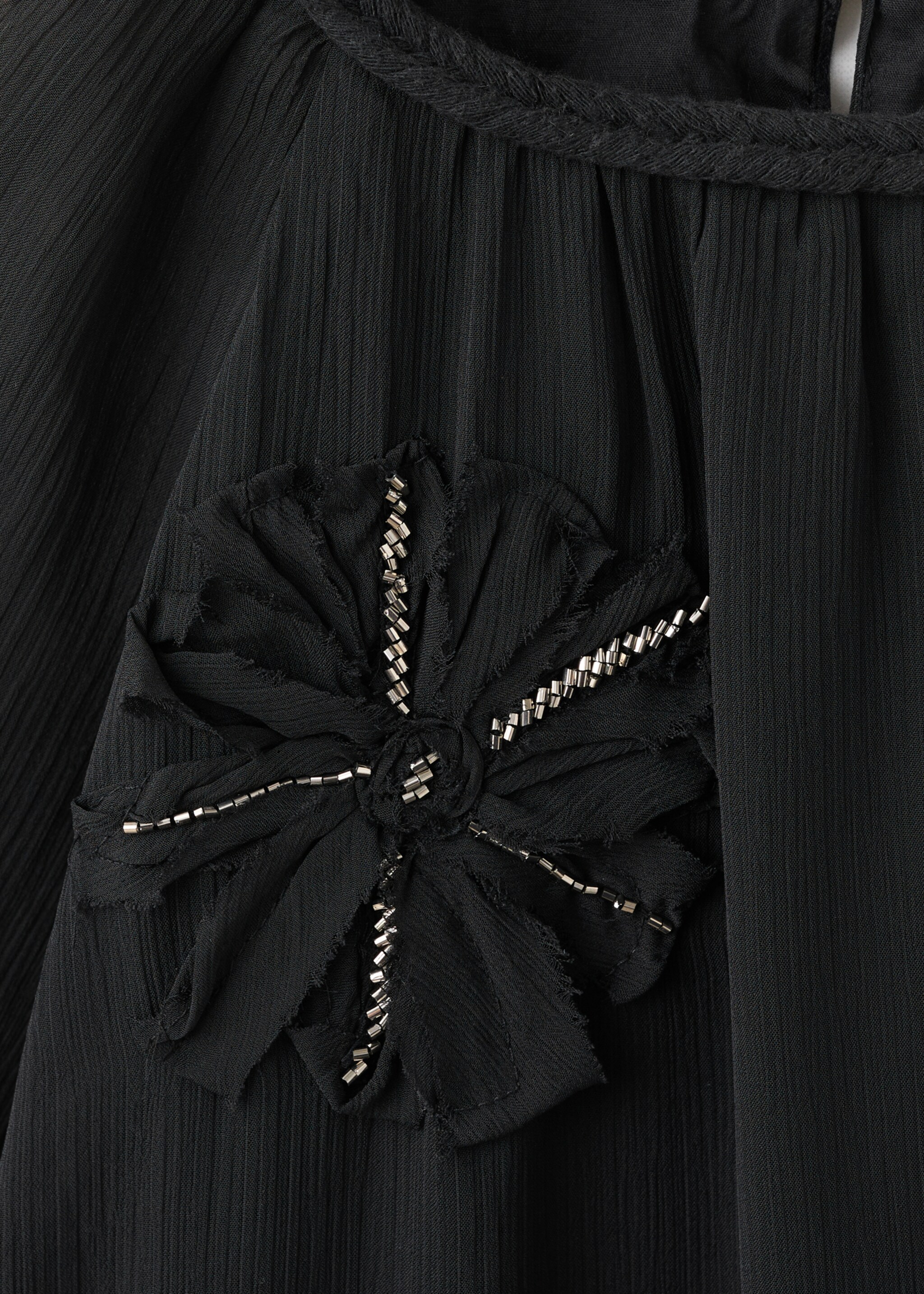 Floral embroidery dress - Details of the article 8, Black. Ref: 17069208-00.