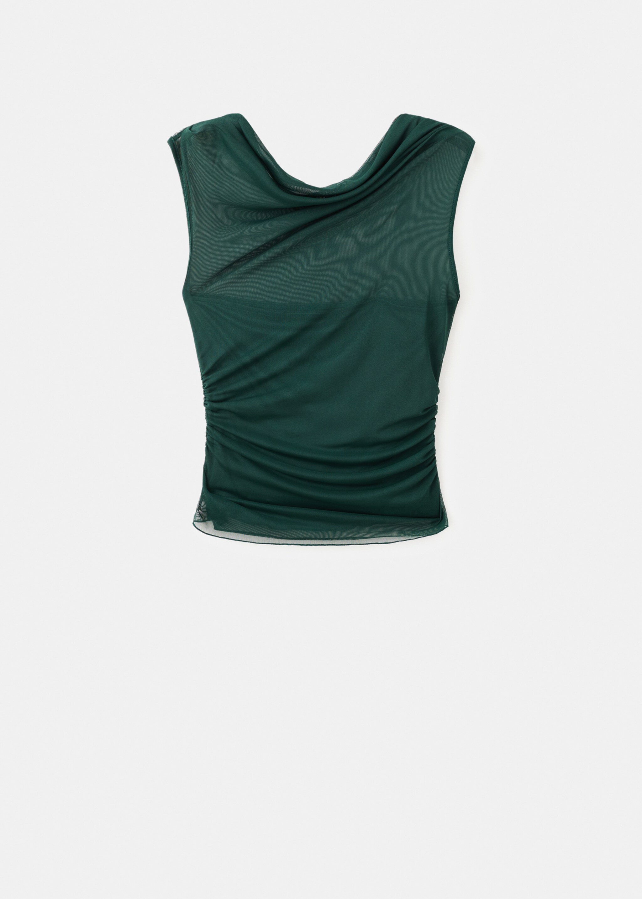 Semi-transparent top with asymmetrical neckline - Article without model, Green. Ref: 17069212-00.