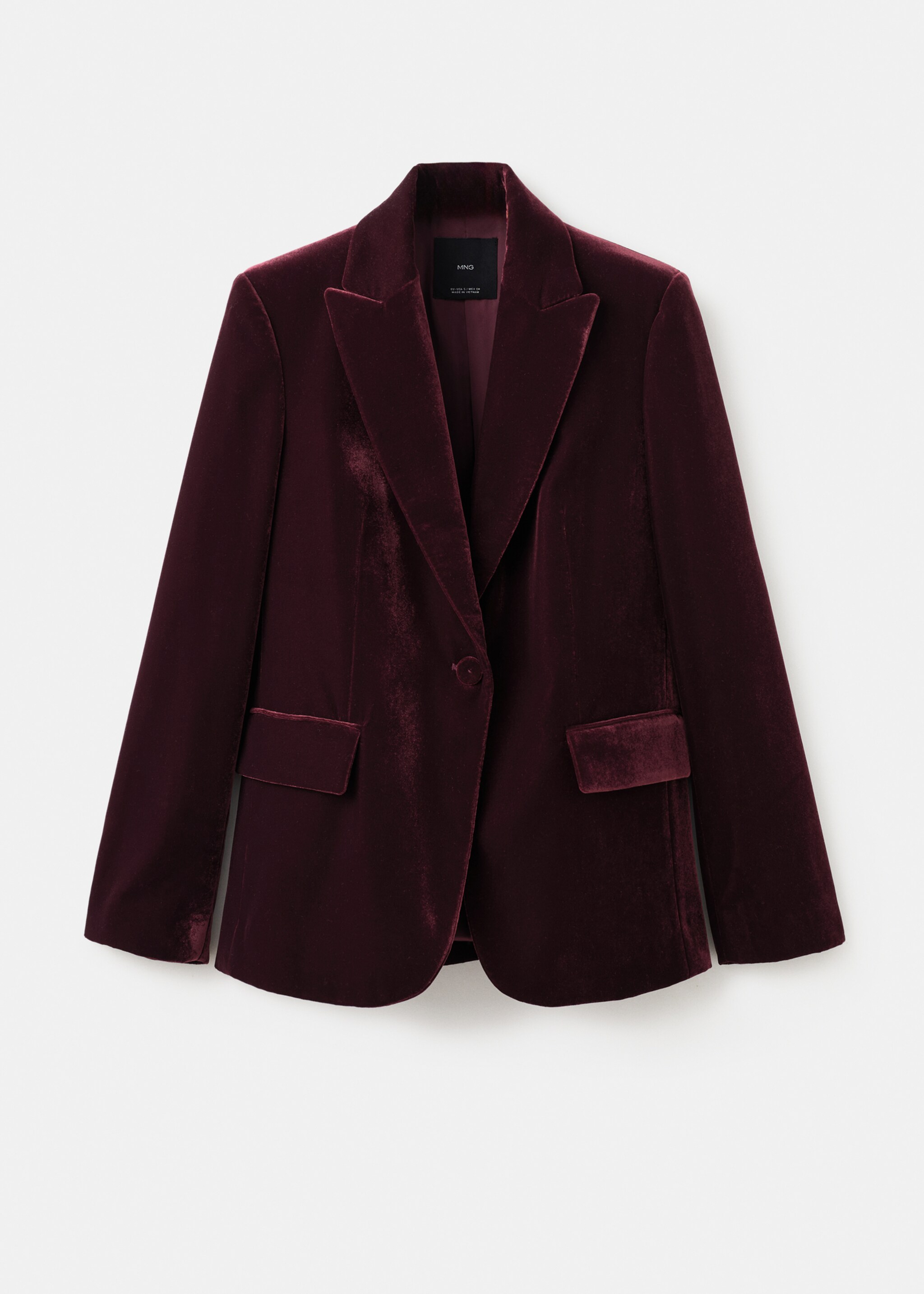 Structured velvet blazer - Article without model, Maroon. Ref: 17069406-00.