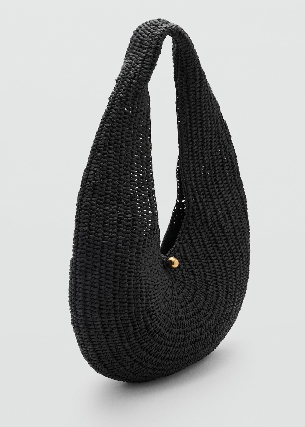 Natural fiber oval shoulder bag