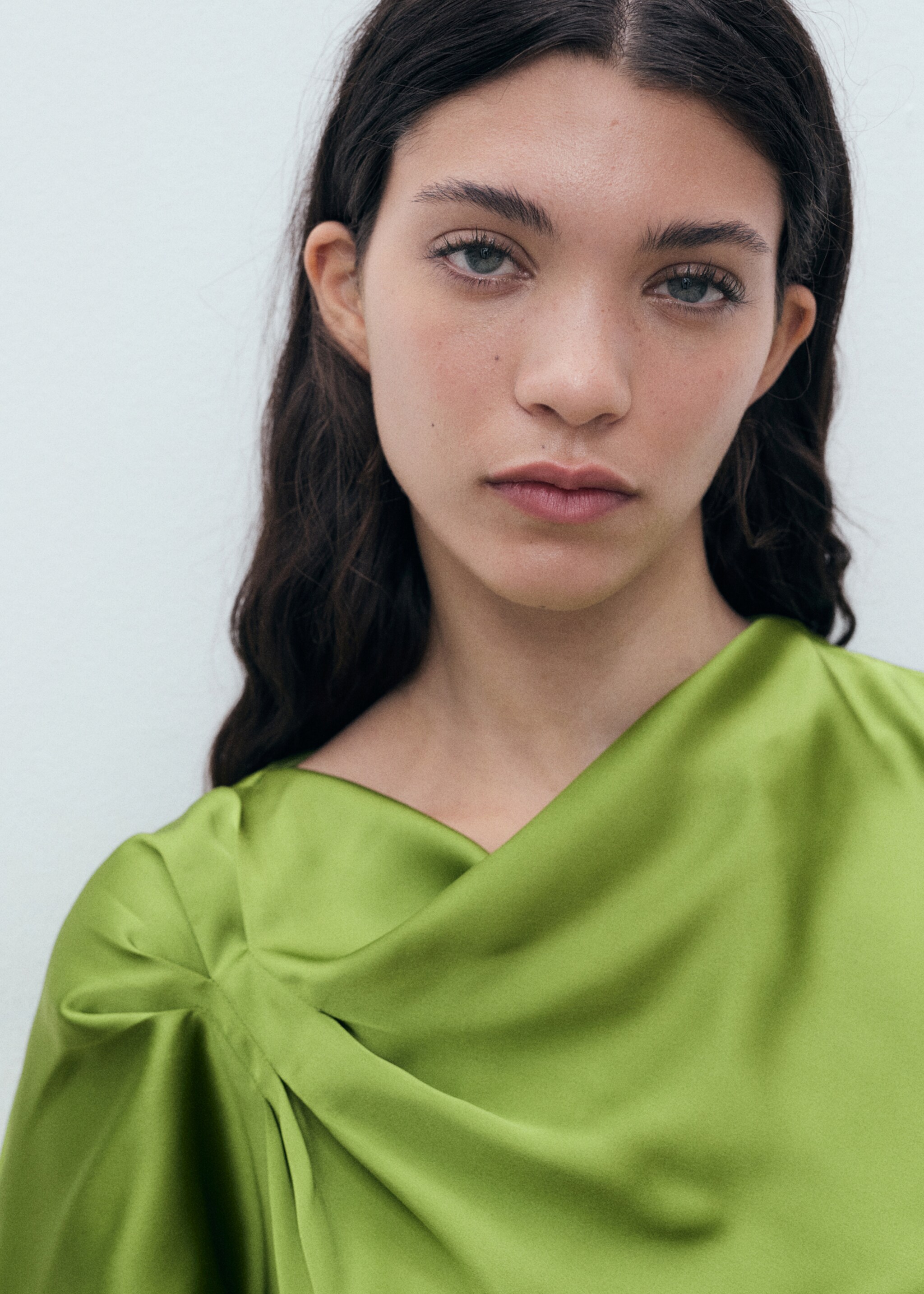 Satin shirt with draped detail - Details of the article 1