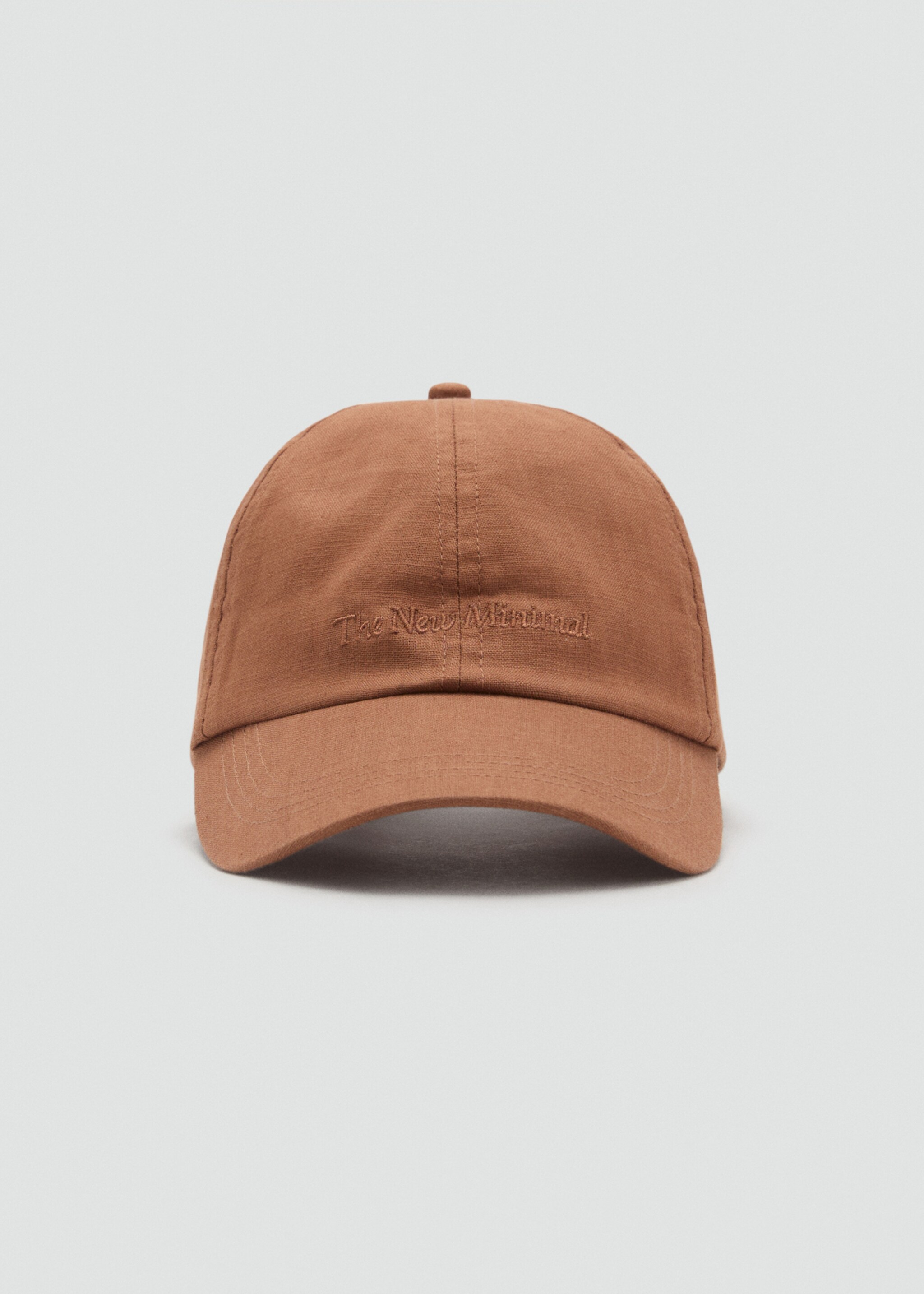 Topi campuran linen dengan pesan bordiran - Tampilan Sedang