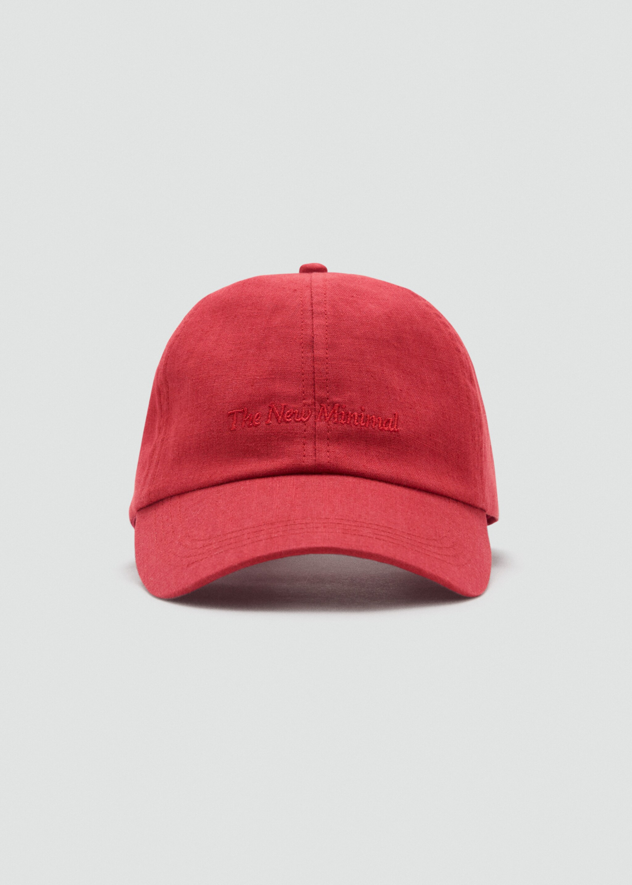 Topi campuran linen dengan pesan bordiran - Tampilan Sedang