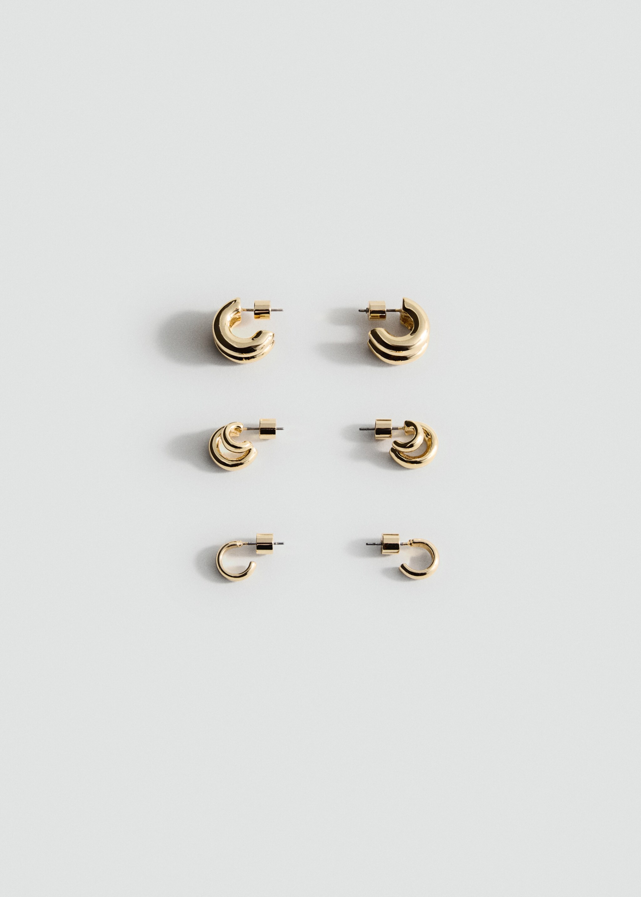 Set of combined hoop earrings - Article without model, Gold. Ref: 17071132-00.