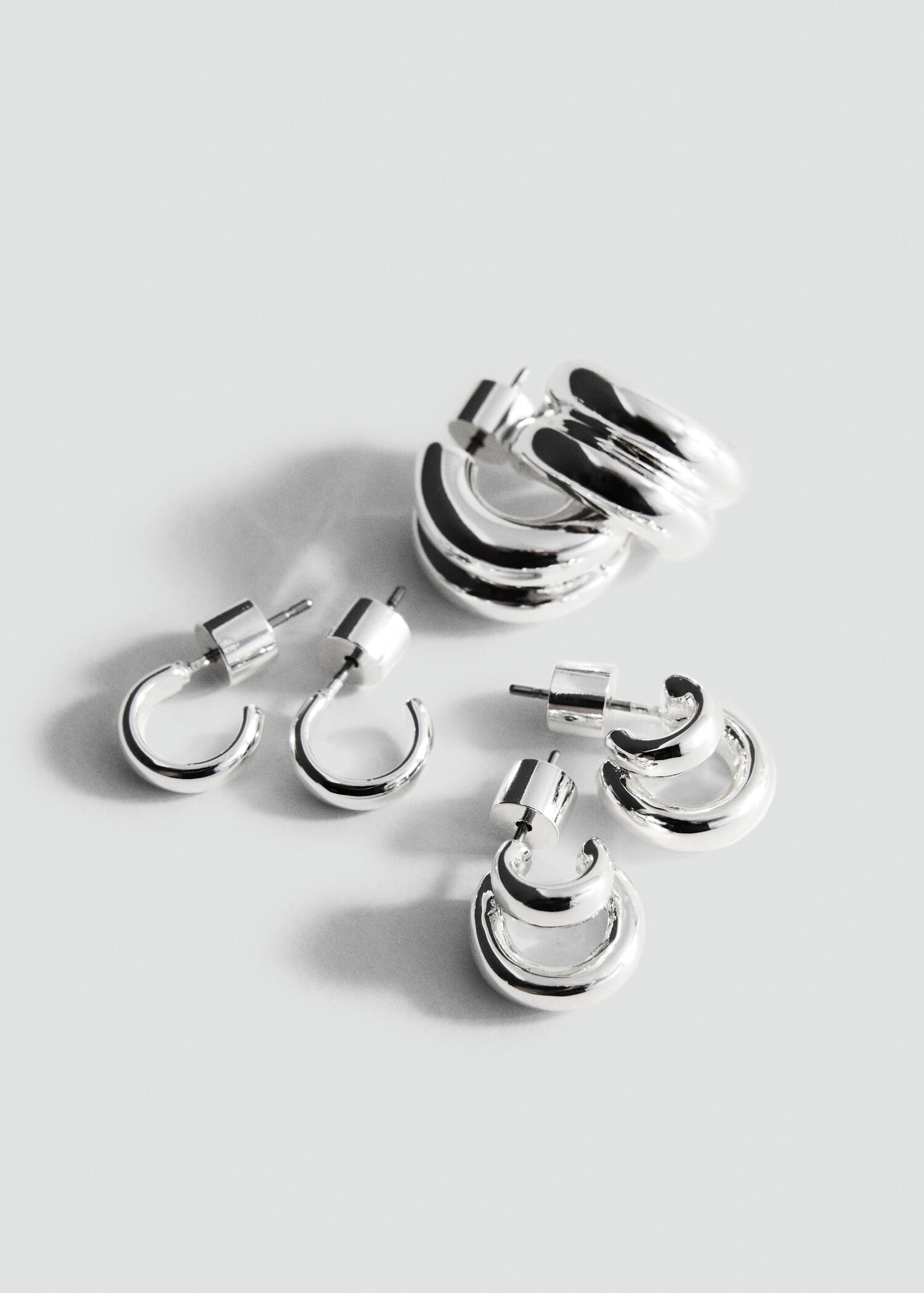 Set of combined hoop earrings - Medium plane