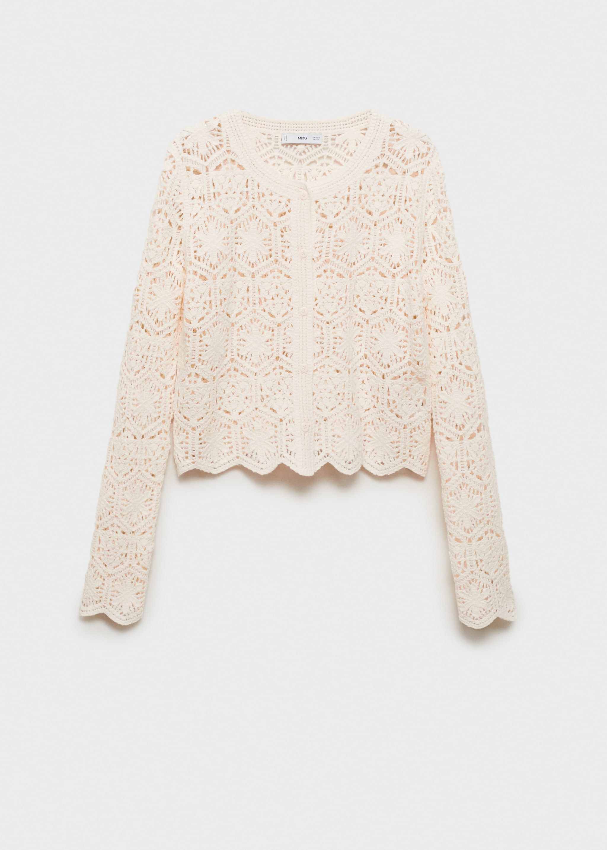 Cardigan crochet avec ourlet festonné - Article sans modèle