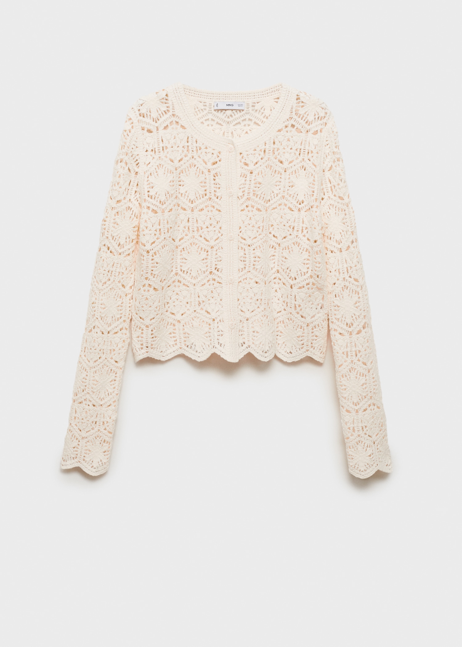 Crochet cardigan with scalloped hem - Article without model