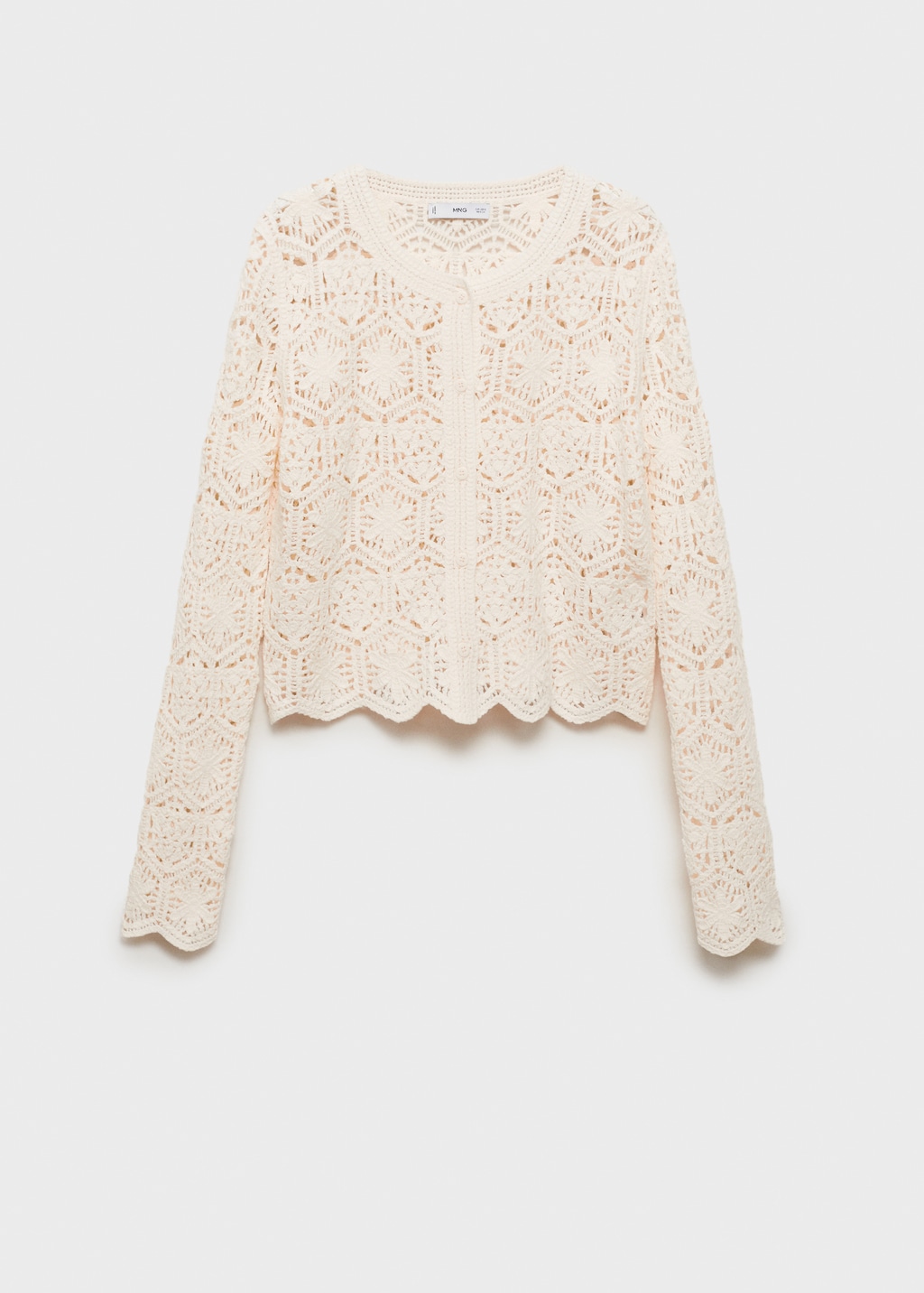 Crochet cardigan with scalloped hem