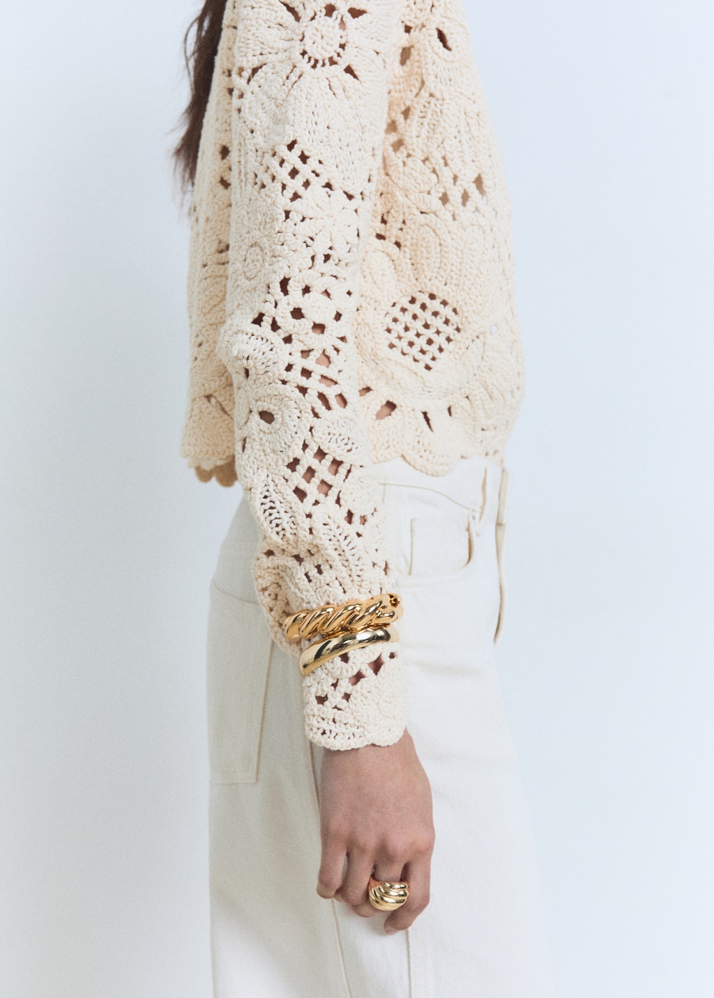 Knitted jacket with scalloped hem - Women | MANGO USA