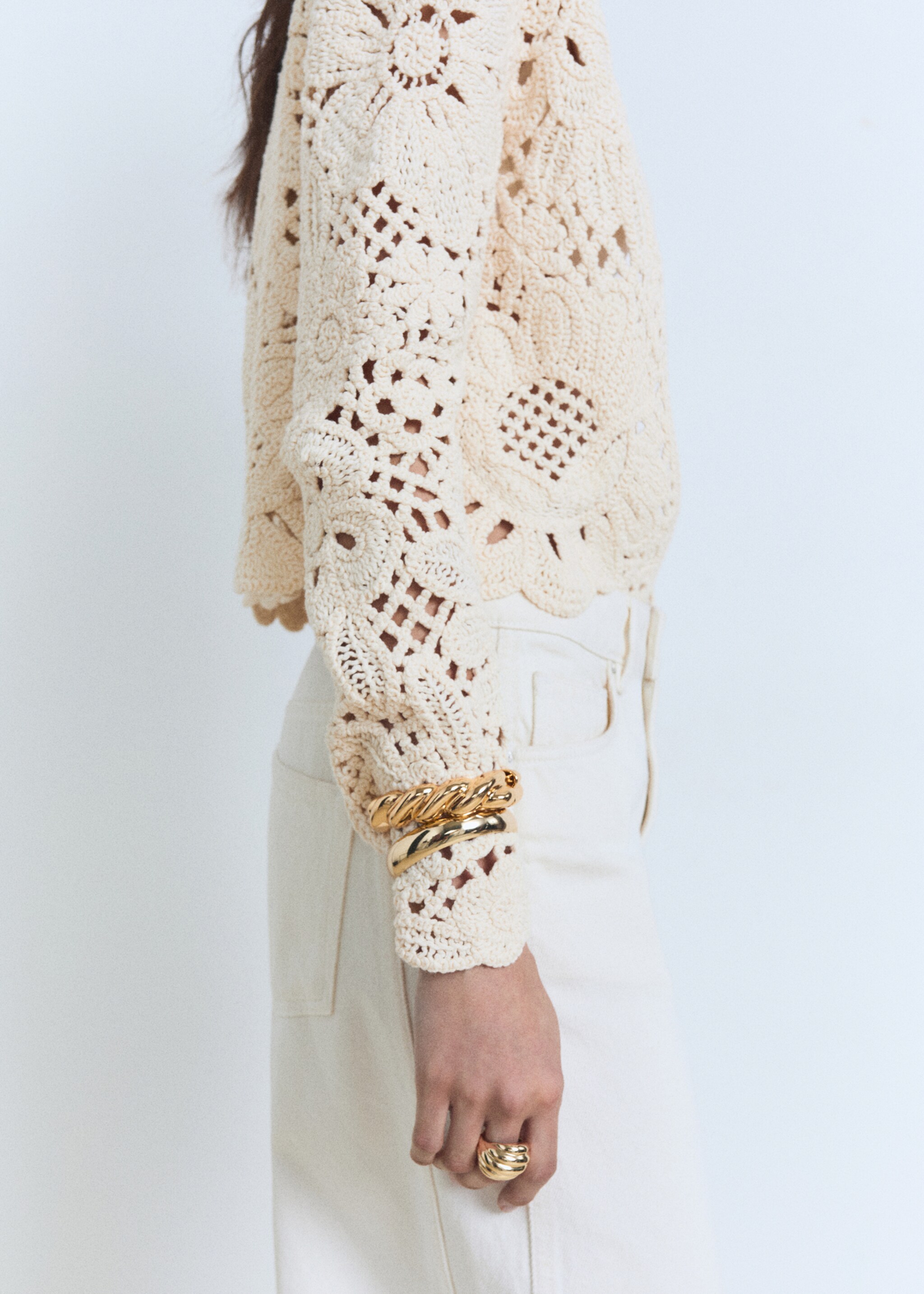 Veste en tricot ajouré avec ourlet festonné - Détail de l'article 6