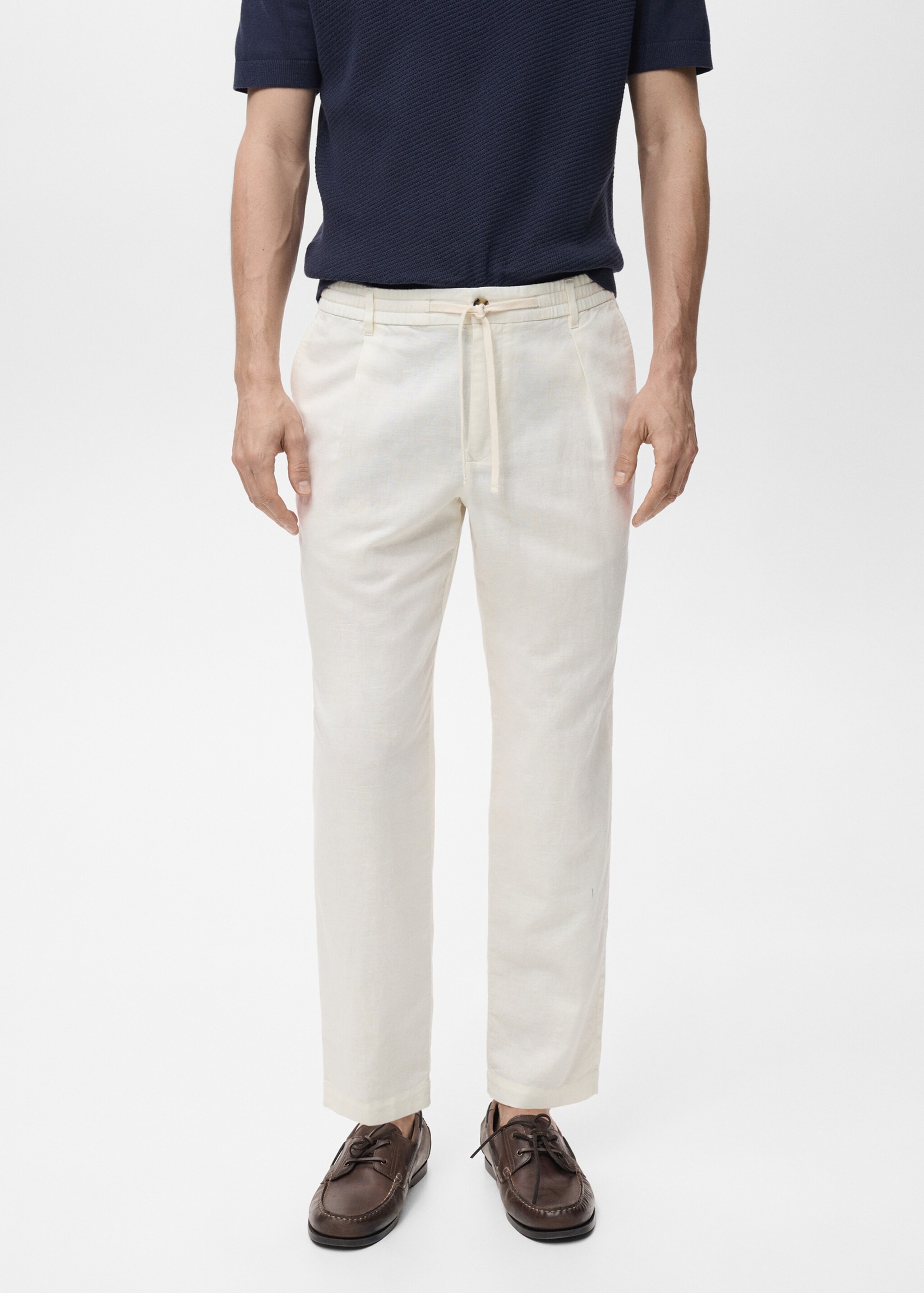 Slim-fit trousers with drawstring - Medium plane