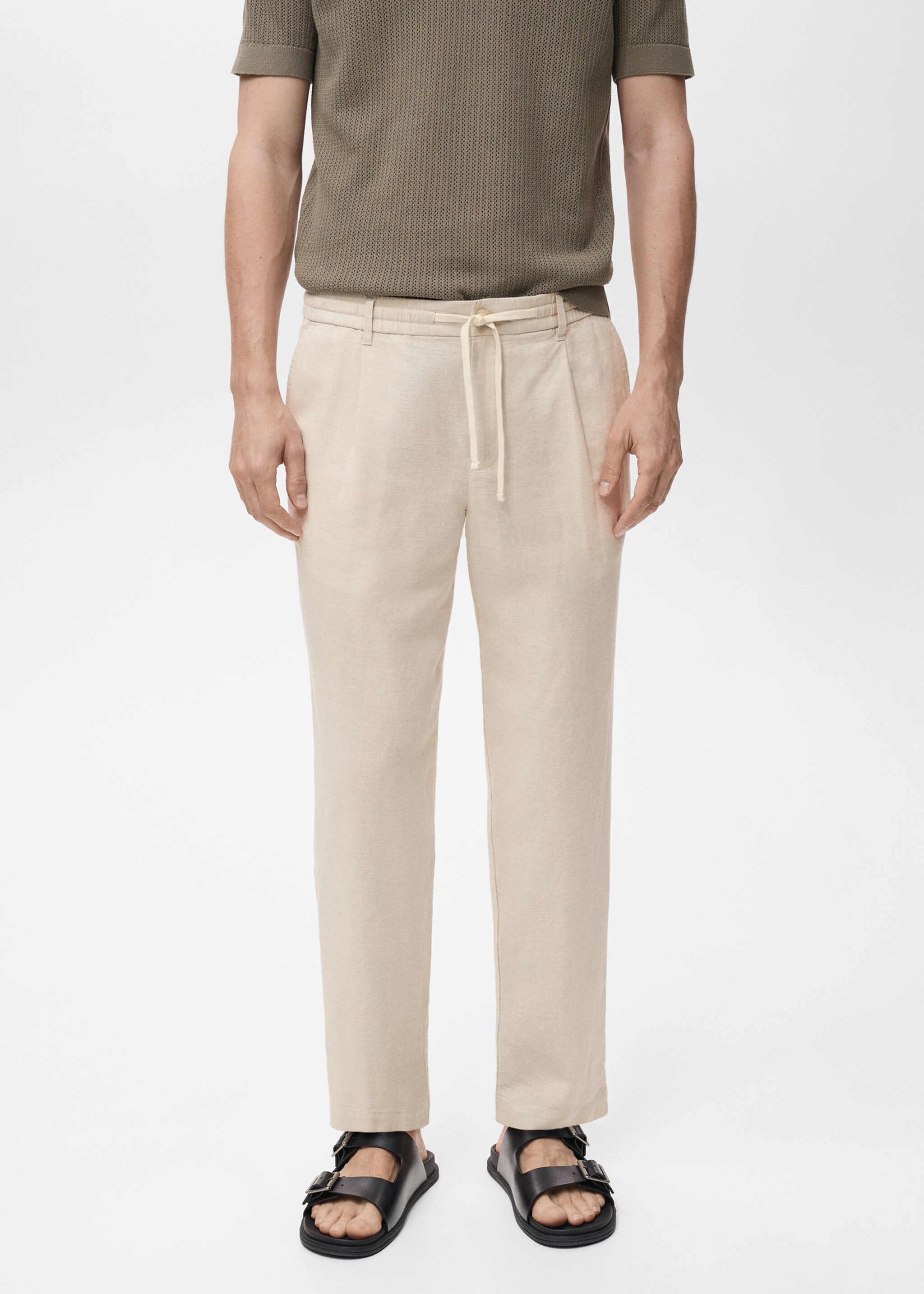 Slim-fit trousers with drawstring - Medium plane
