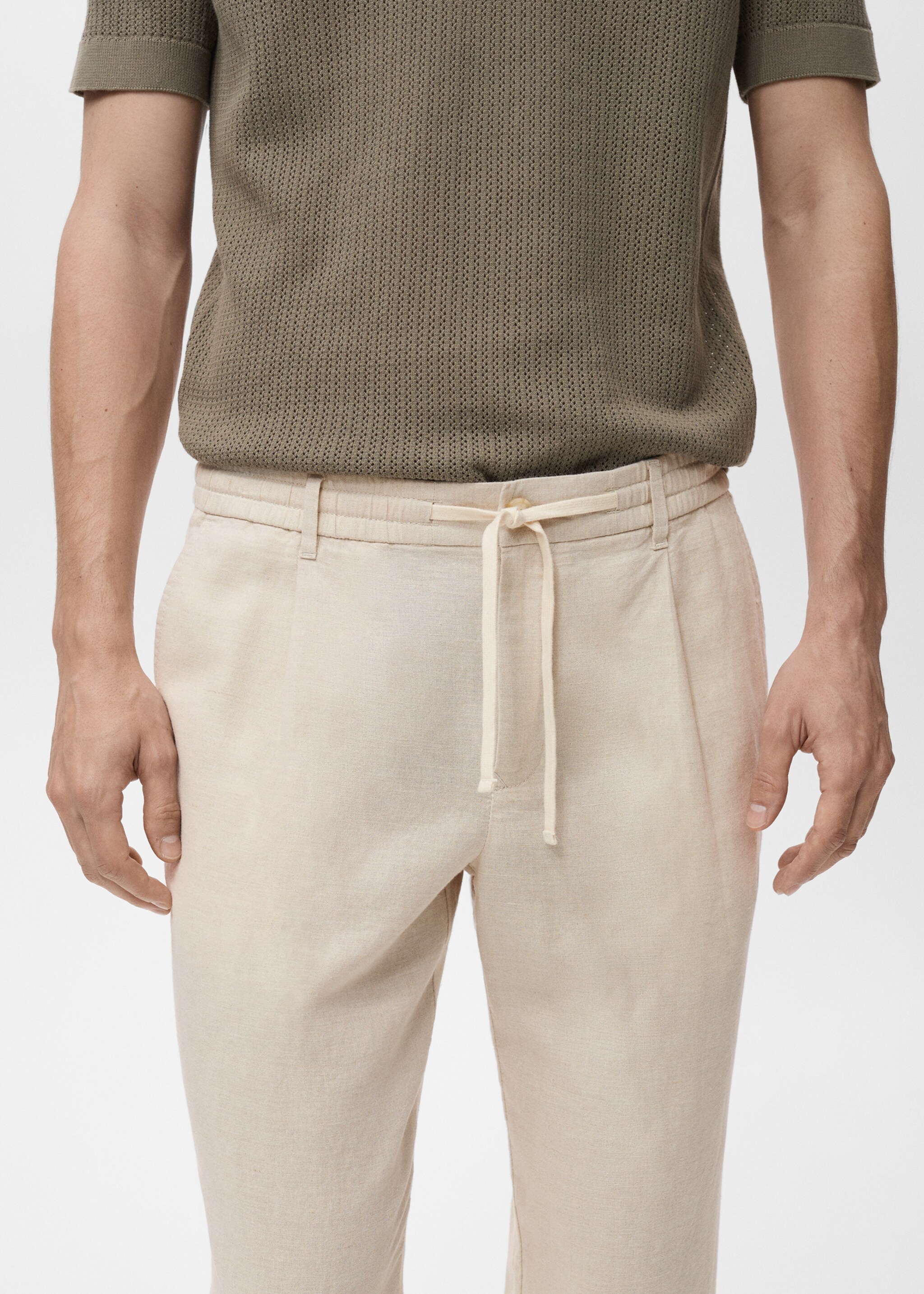 Slim-fit trousers with drawstring - Details of the article 1
