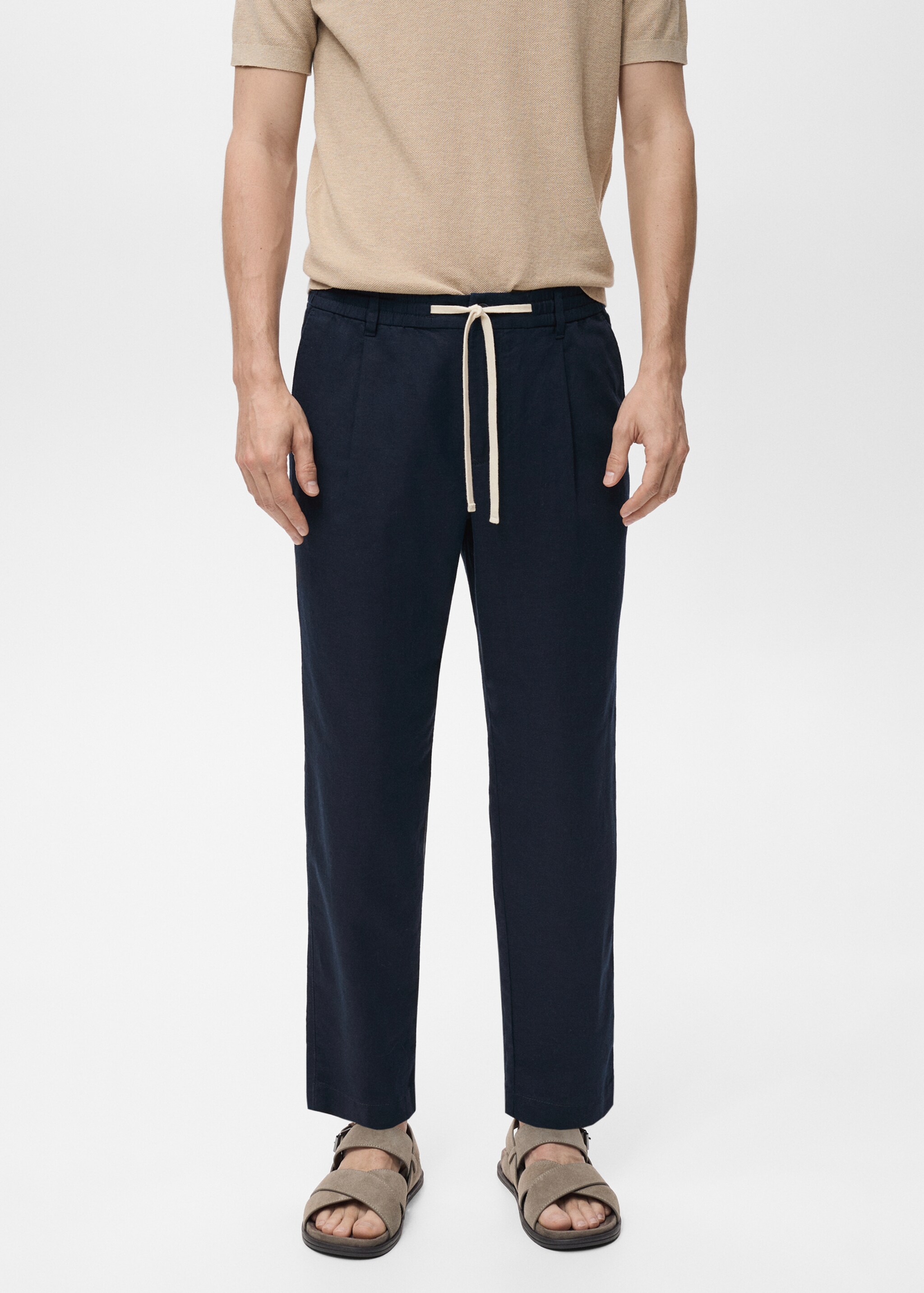 Pantalón slim fit lino cordón - Plano medio