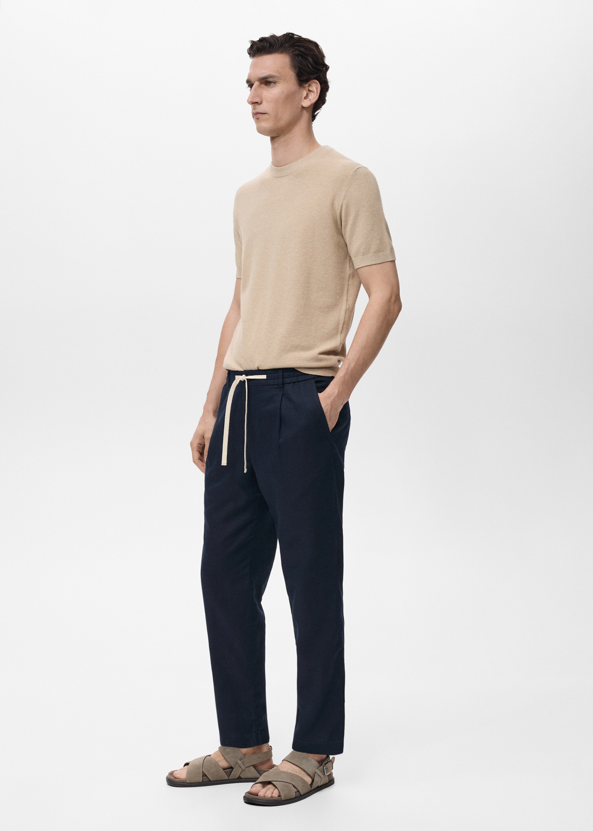 Pantalón slim fit lino cordón - Detalle del artículo 2