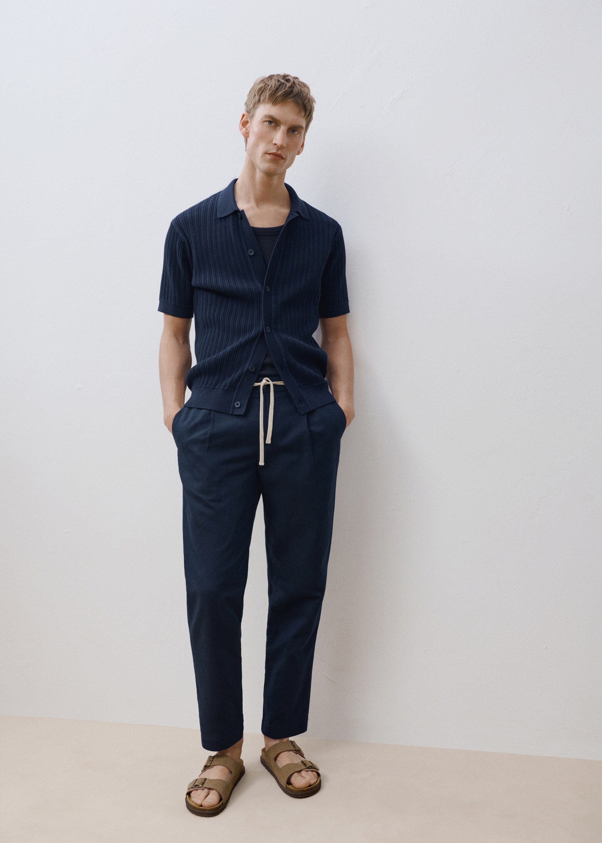 Pantalón slim fit lino cordón - Detalle del artículo 5
