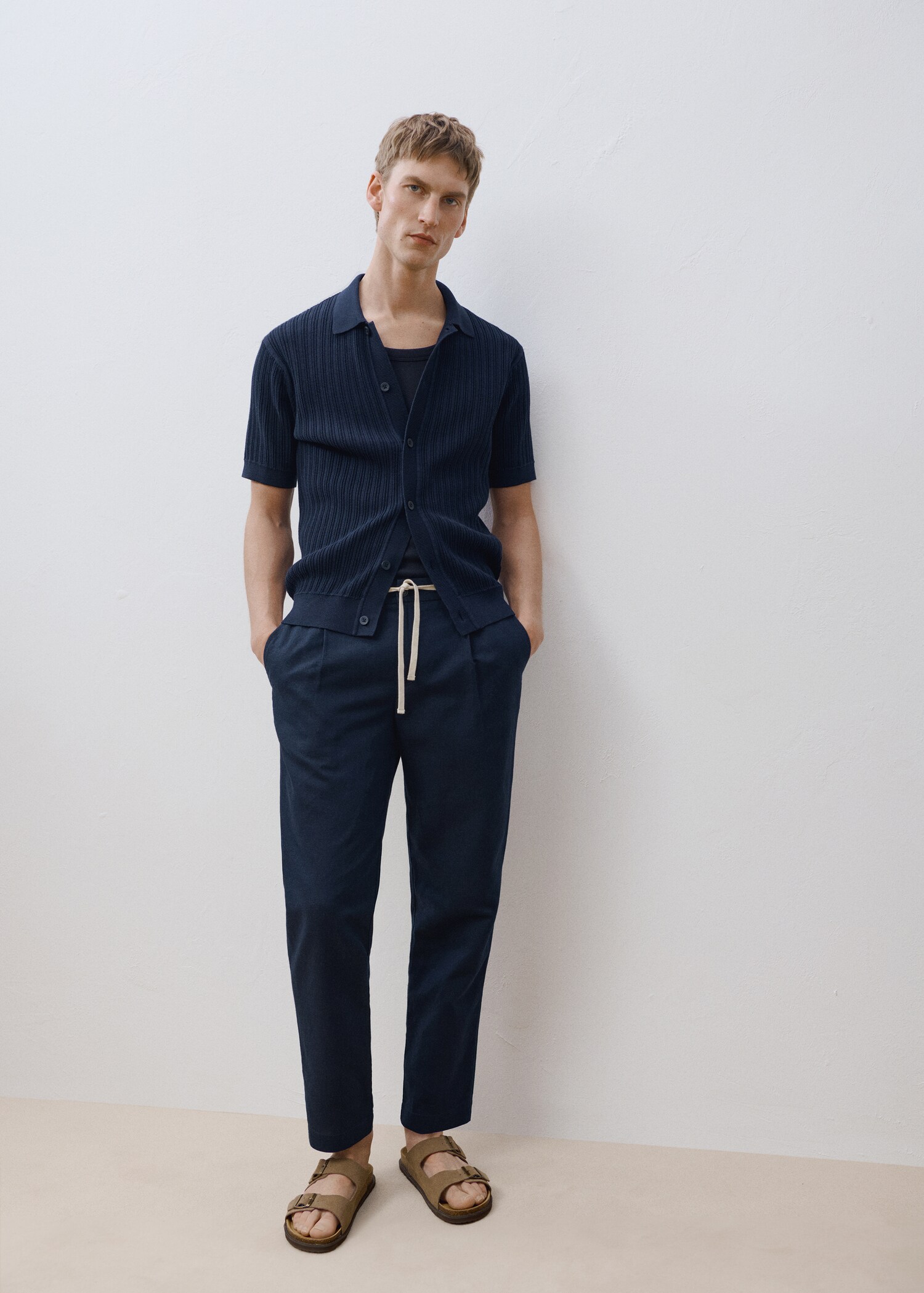 Pantalón slim fit lino cordón - Detalle del artículo 5