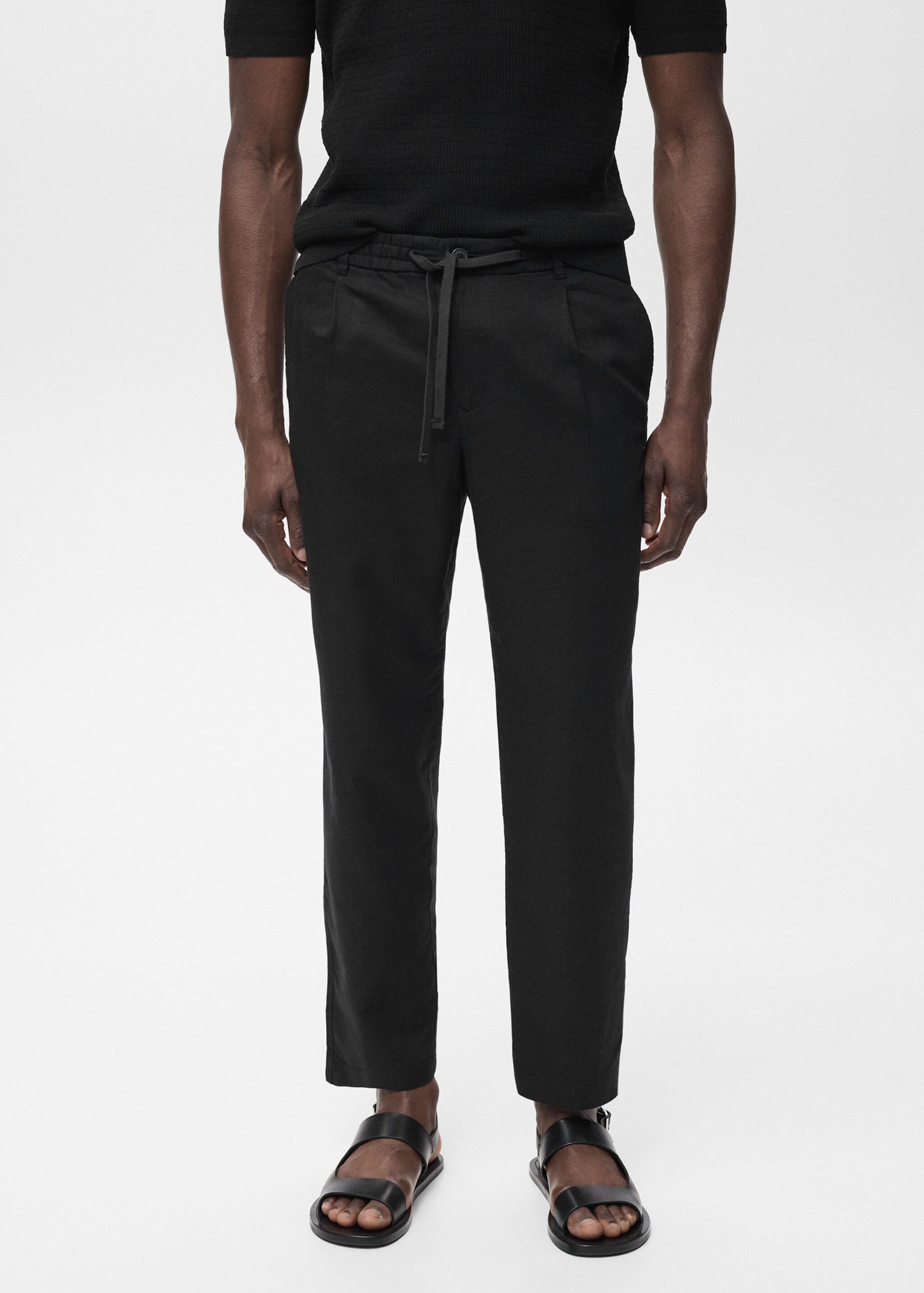 Pantalon slim fit lin cordon - Plan moyen