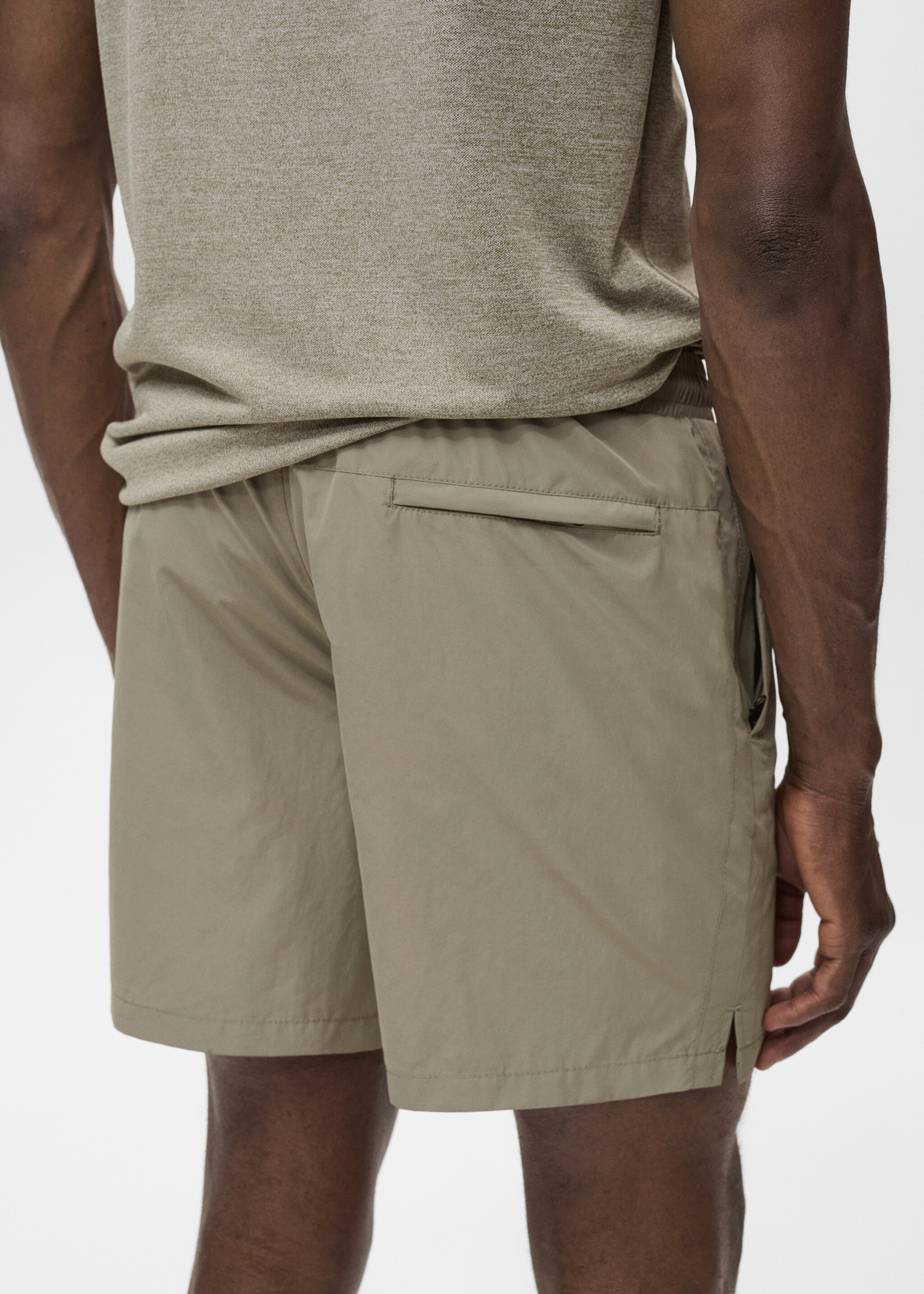 Swimsuit with zip pockets - Details of the article 6, Khaki. Ref: 17071146-00.