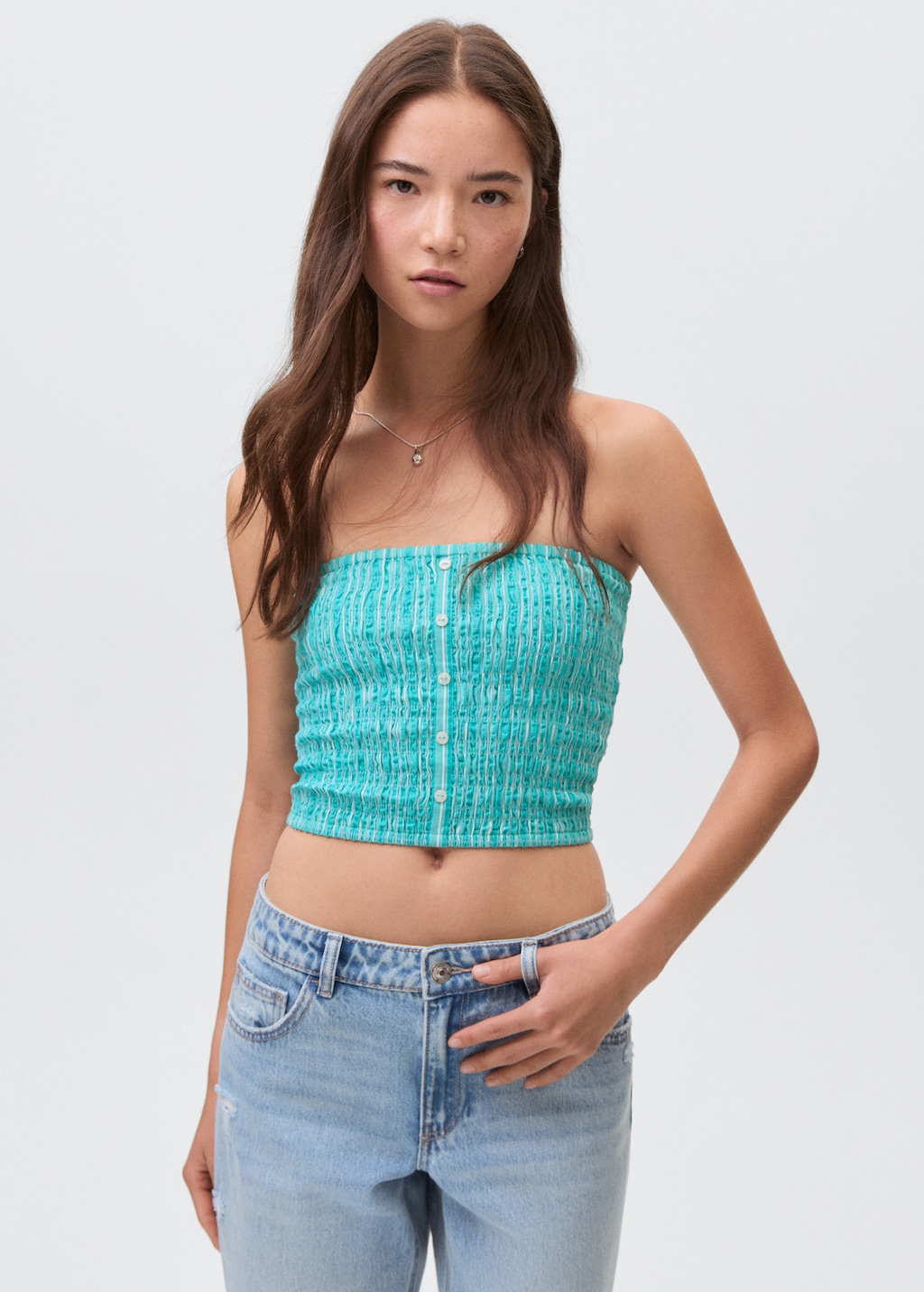 Ruched strapless top