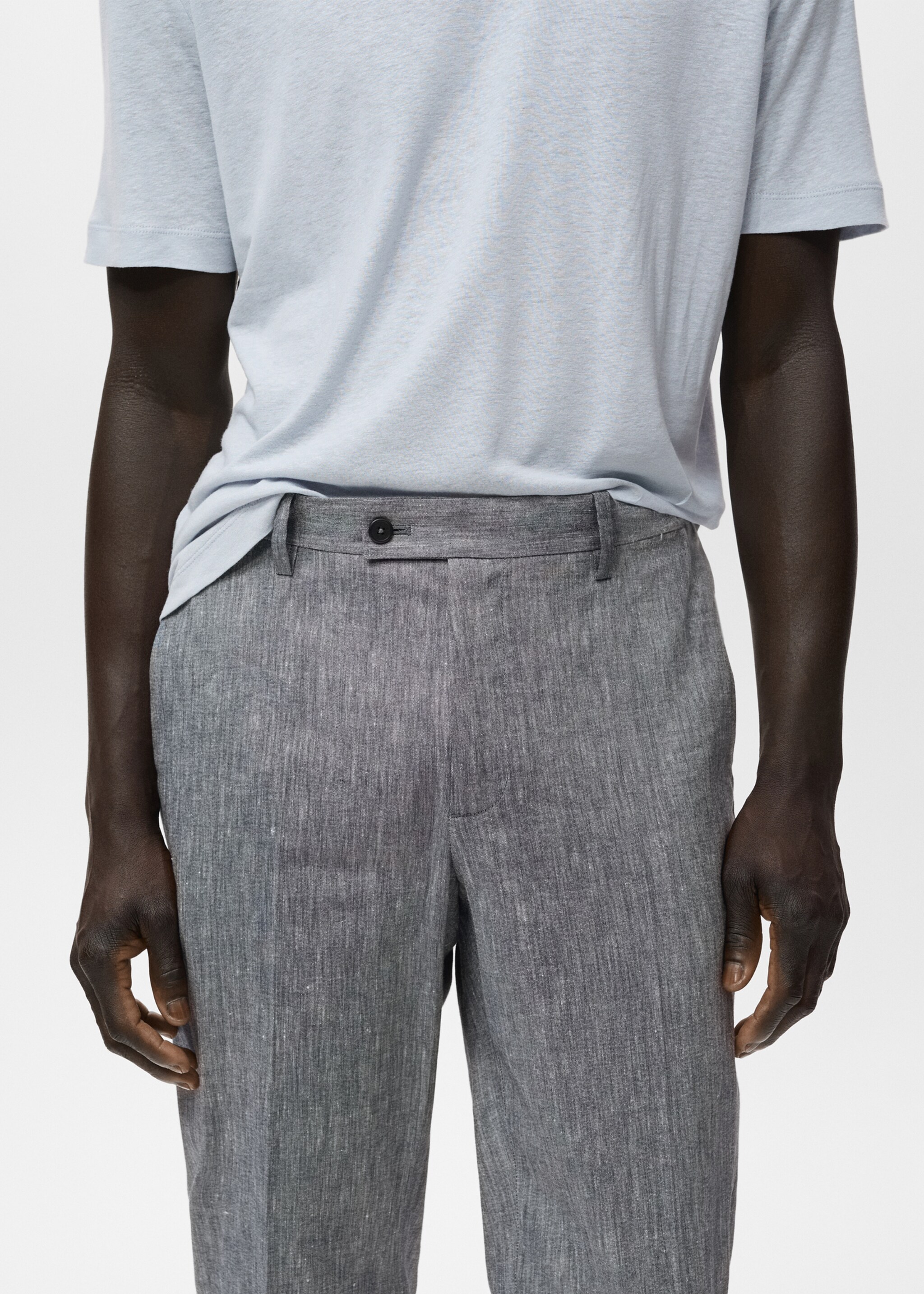 Slim fit linen trousers - Details of the article 1