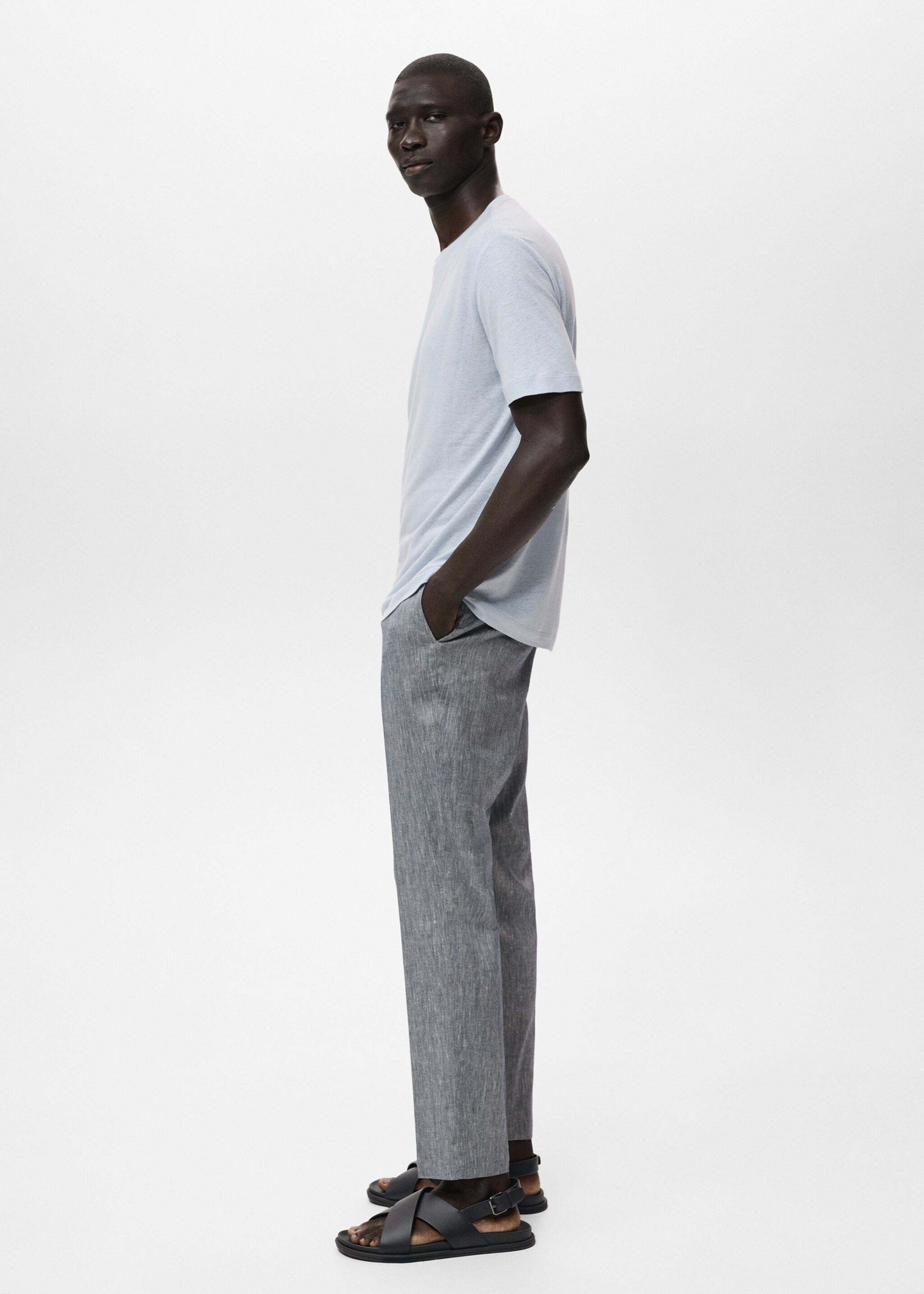 Slim fit linen trousers - Details of the article 2