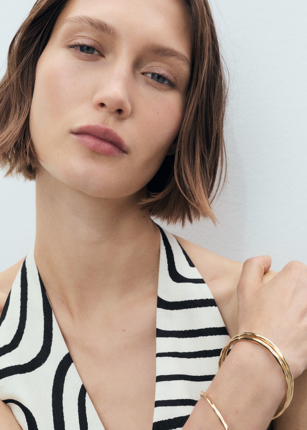 Geometric-print linen vest