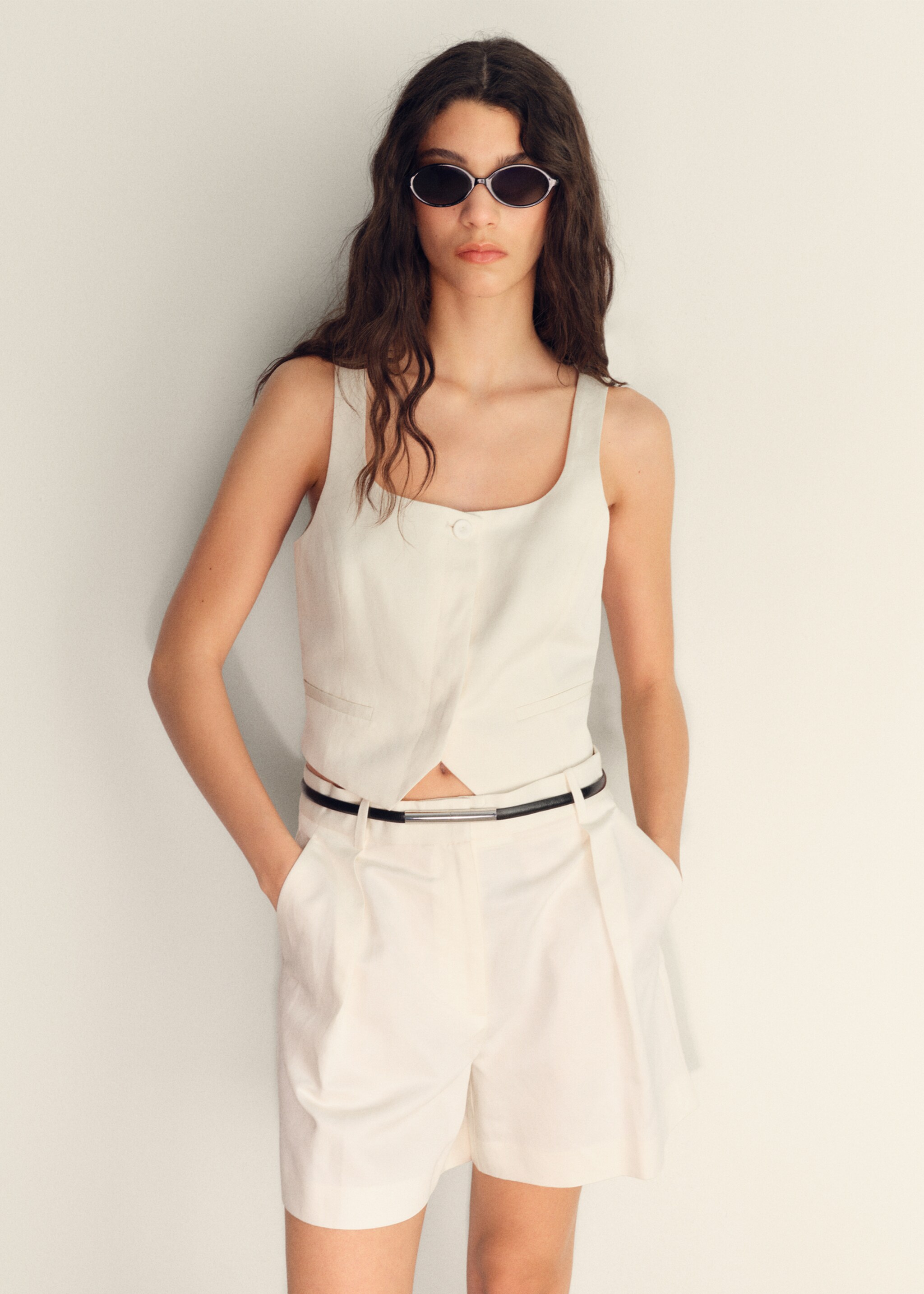 Linen-blend suit bermuda shorts - Medium plane
