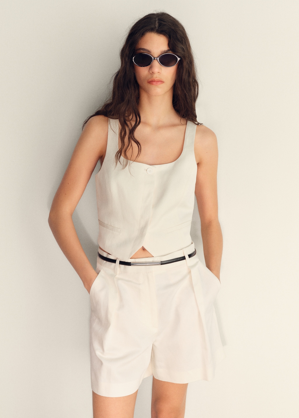 Linen-blend suit bermuda shorts
