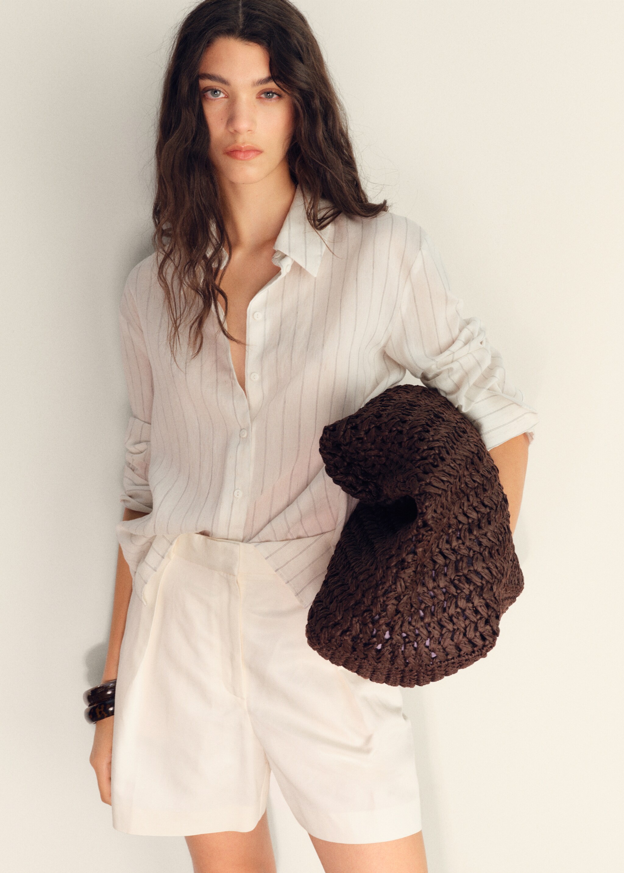 Linen-blend suit bermuda shorts - Details of the article 1