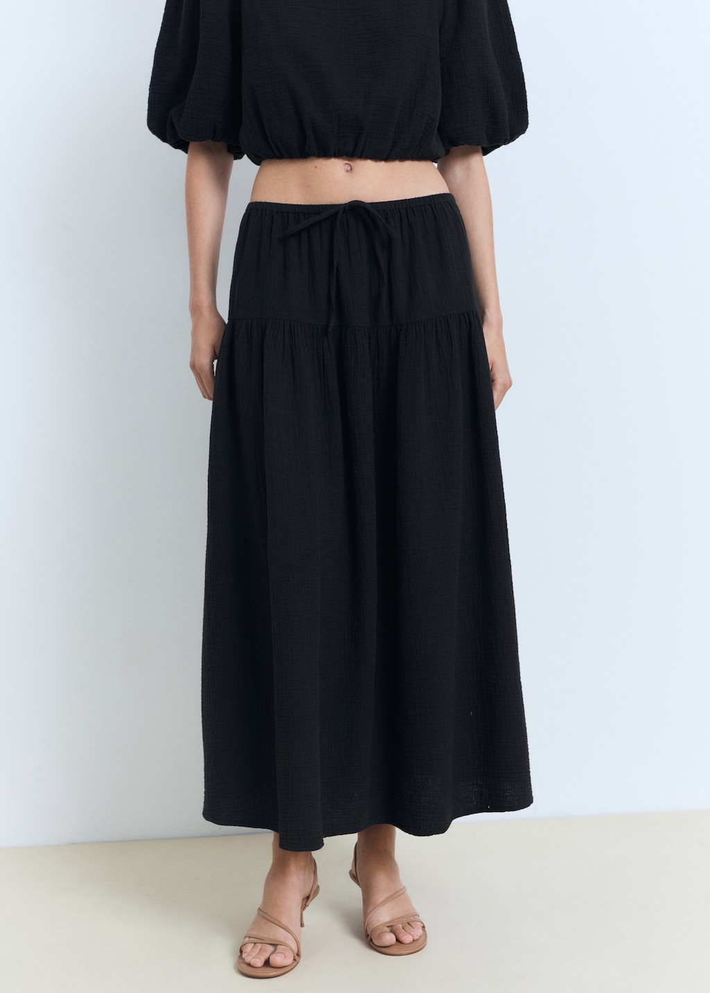 Cotton drawstring skirt