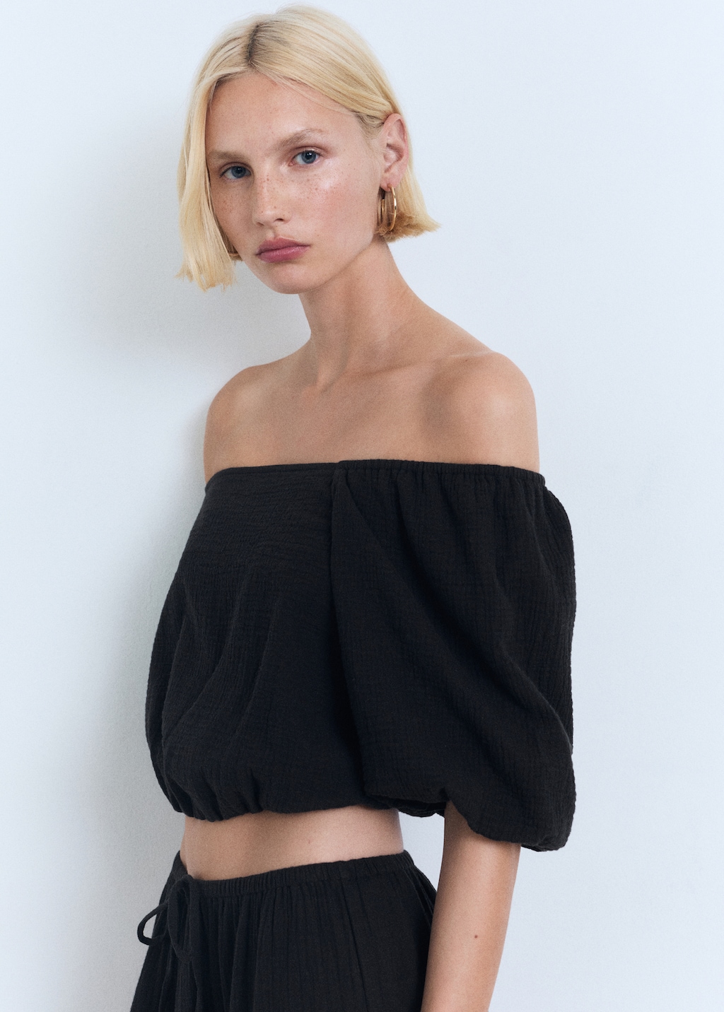 Cotton drawstring skirt