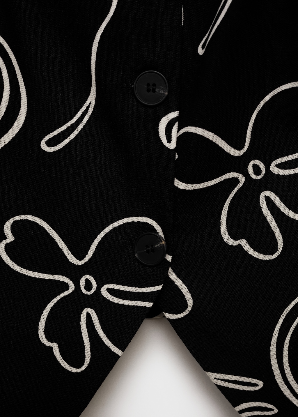 Floral-print linen suit vest