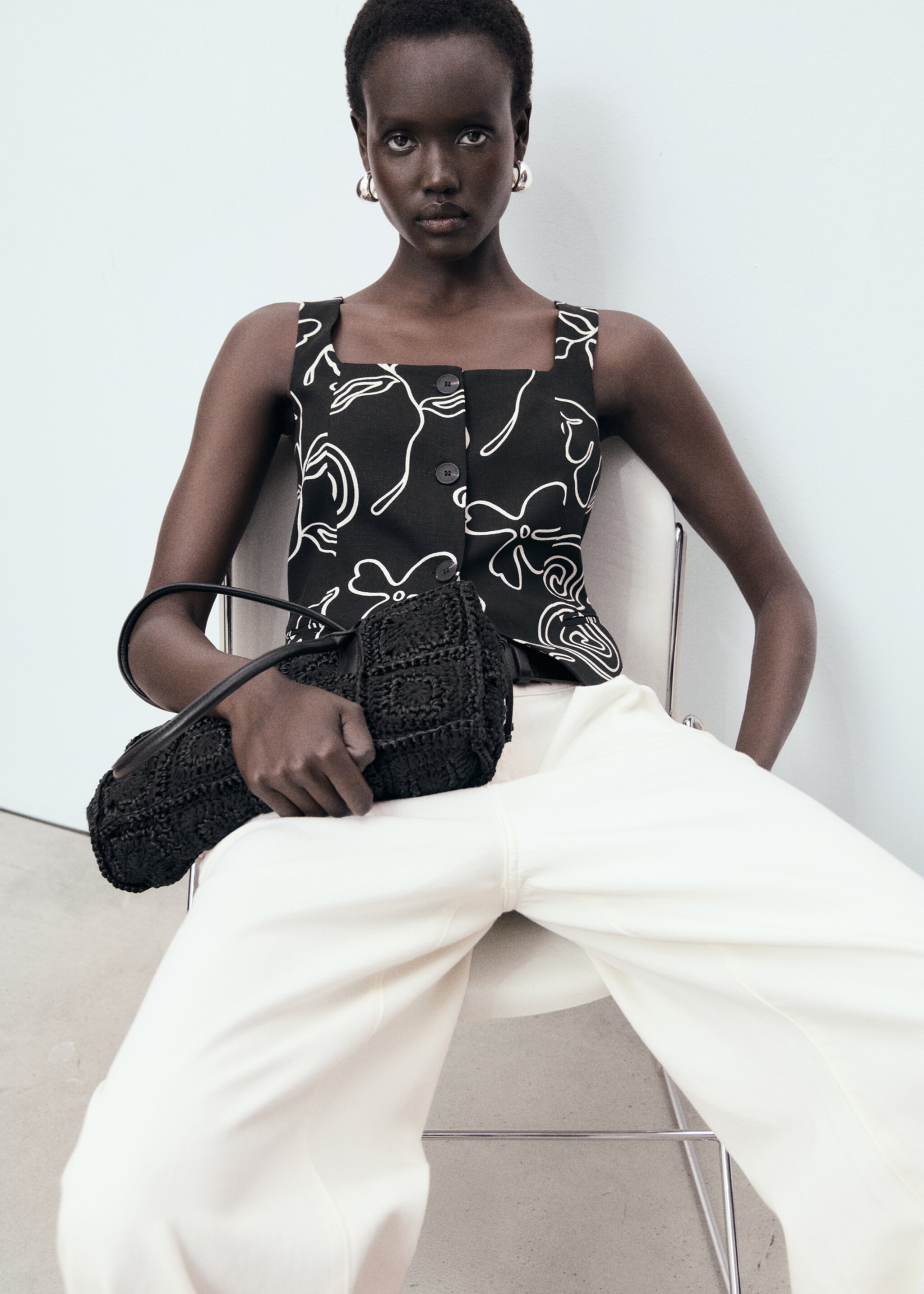 Floral-print linen suit waistcoat - Details of the article 2