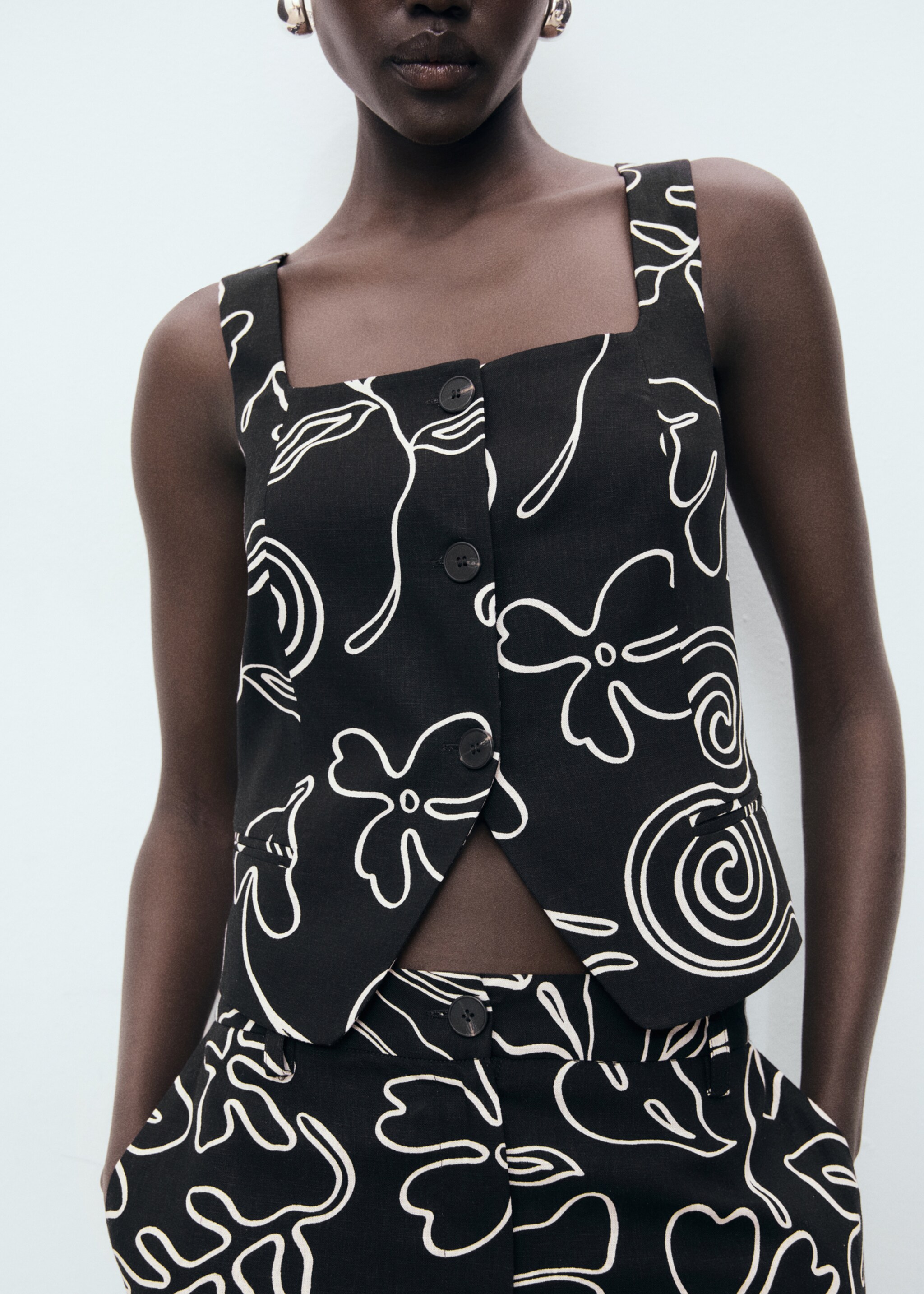 Floral-print linen suit waistcoat - Details of the article 6