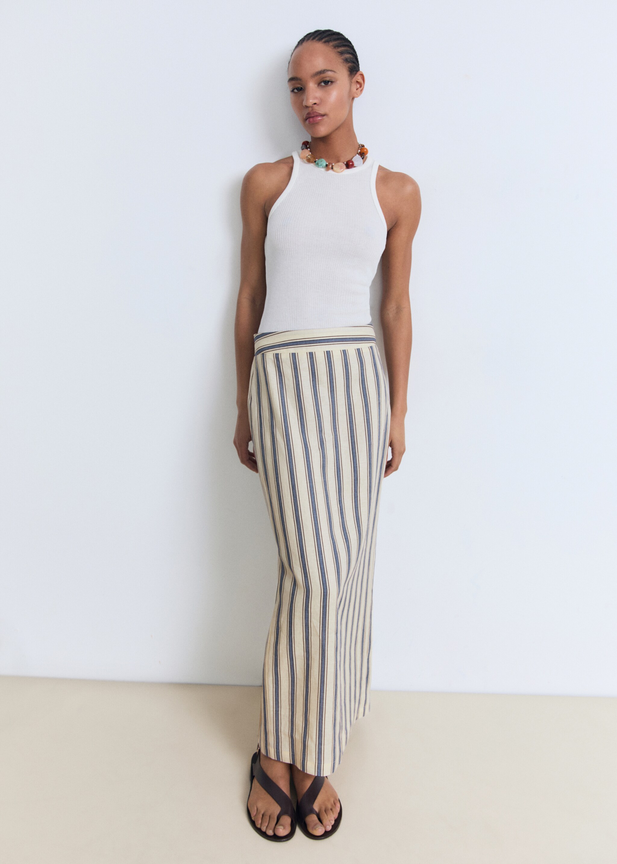 Striped linen skirt - Details of the article 6