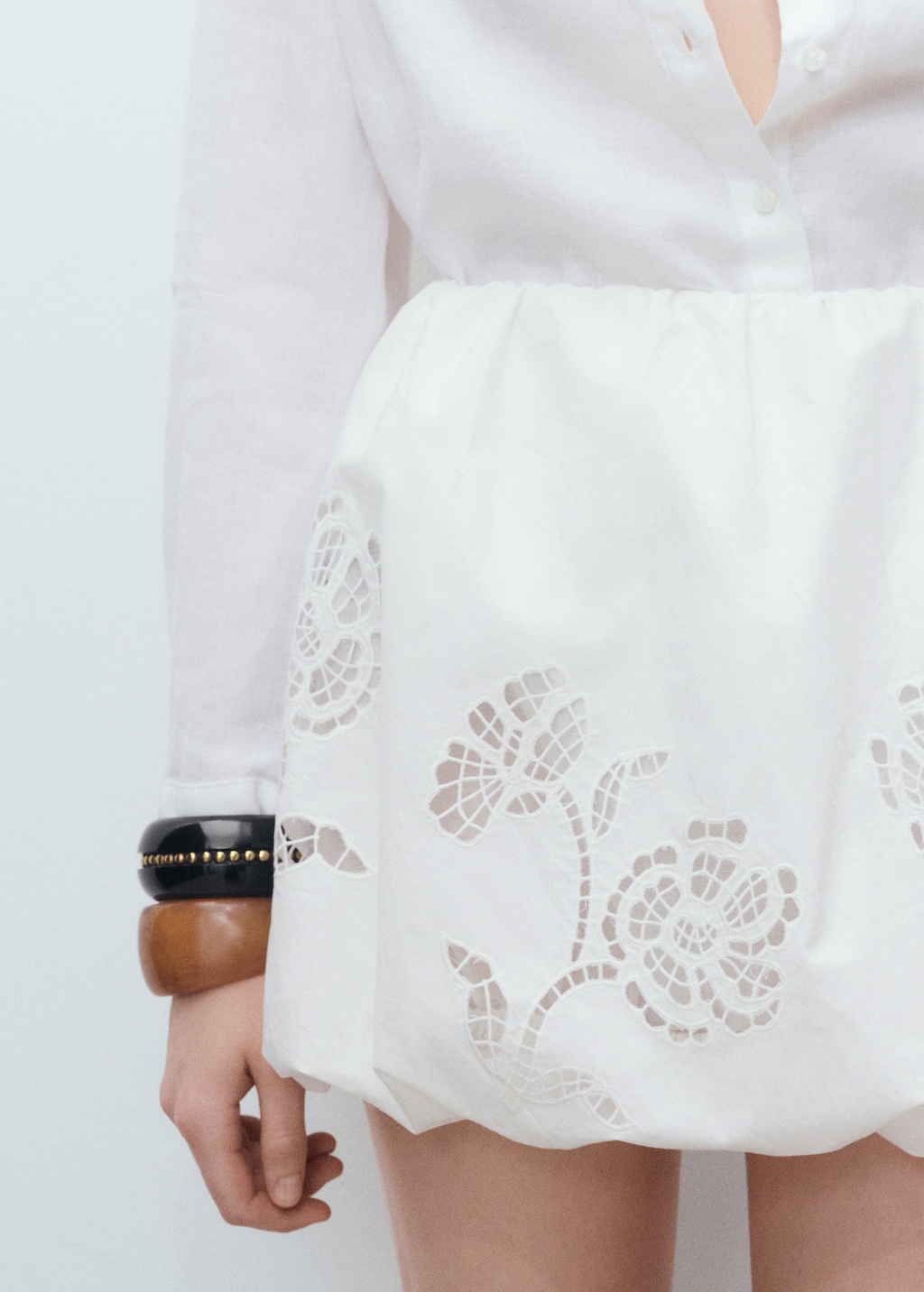 Mango Embroidered balloon skirt