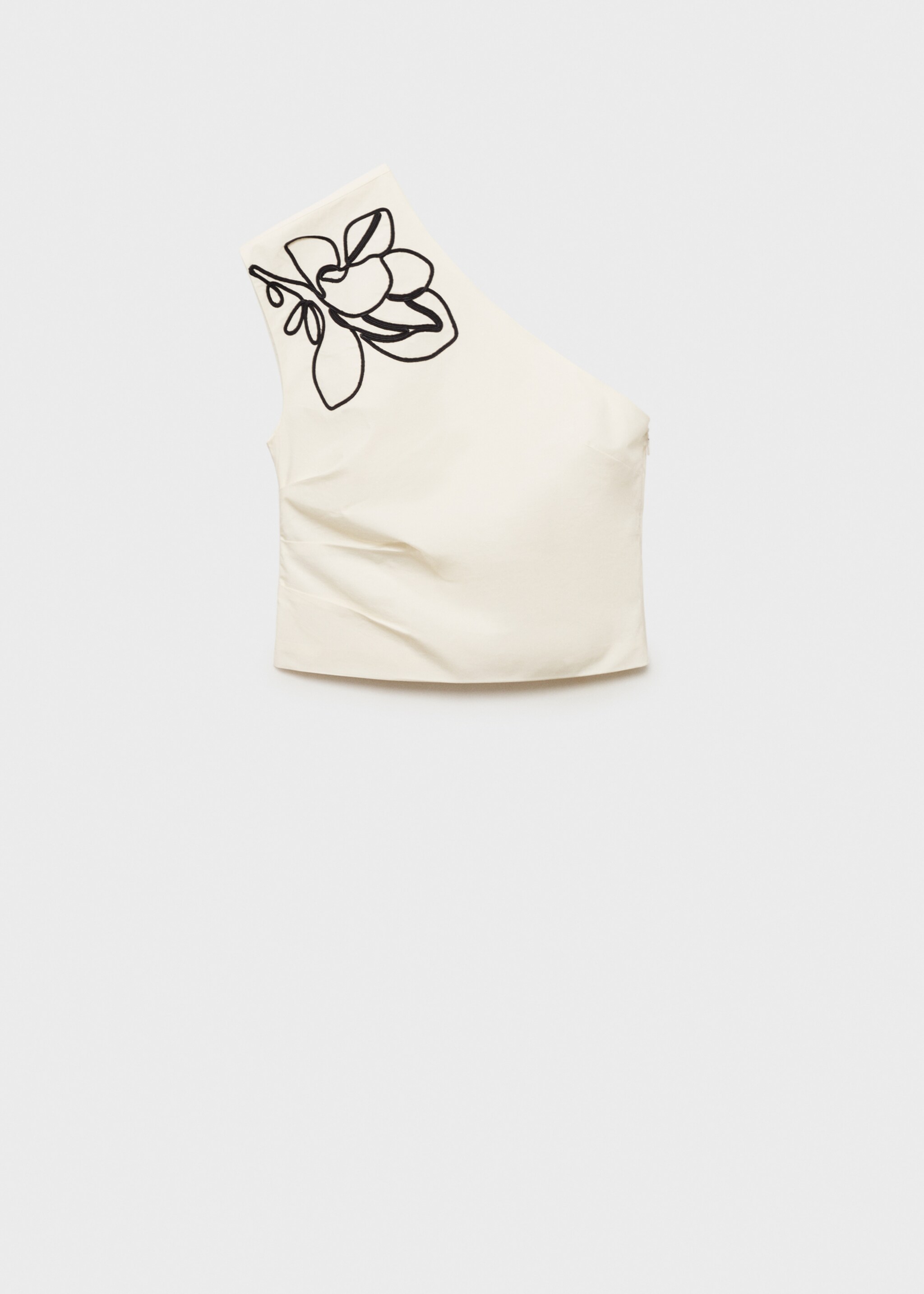 Asymmetrical flower-embroidered top - Article without model