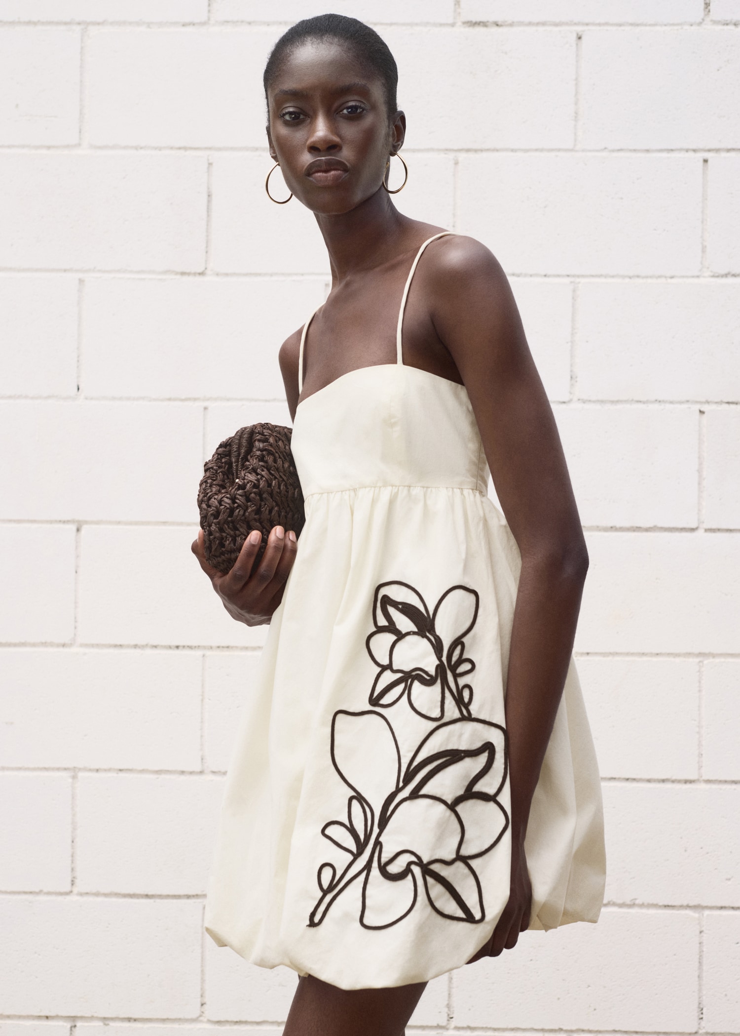Vestido bordado efecto globo de Mango