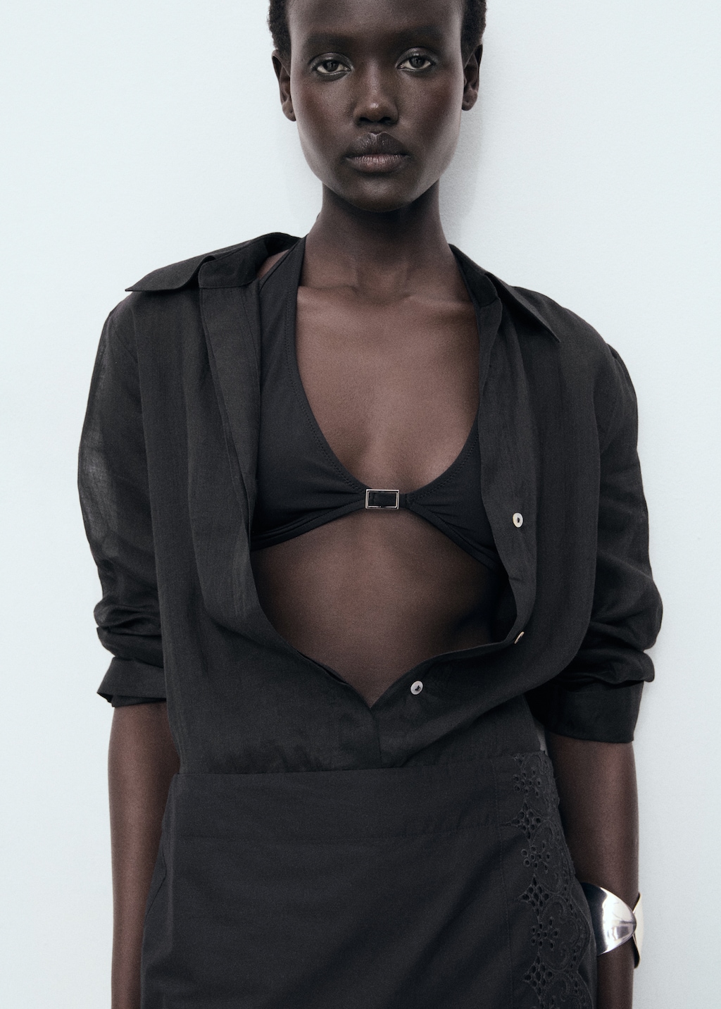 Embroidered cotton skirt