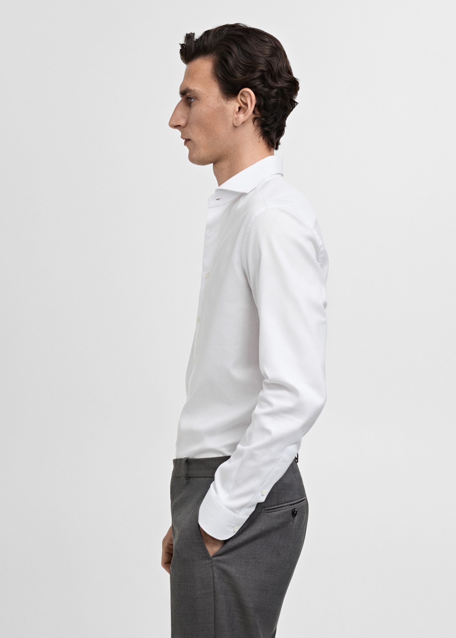 Slim-fit cotton suit shirt - Details of the article 2