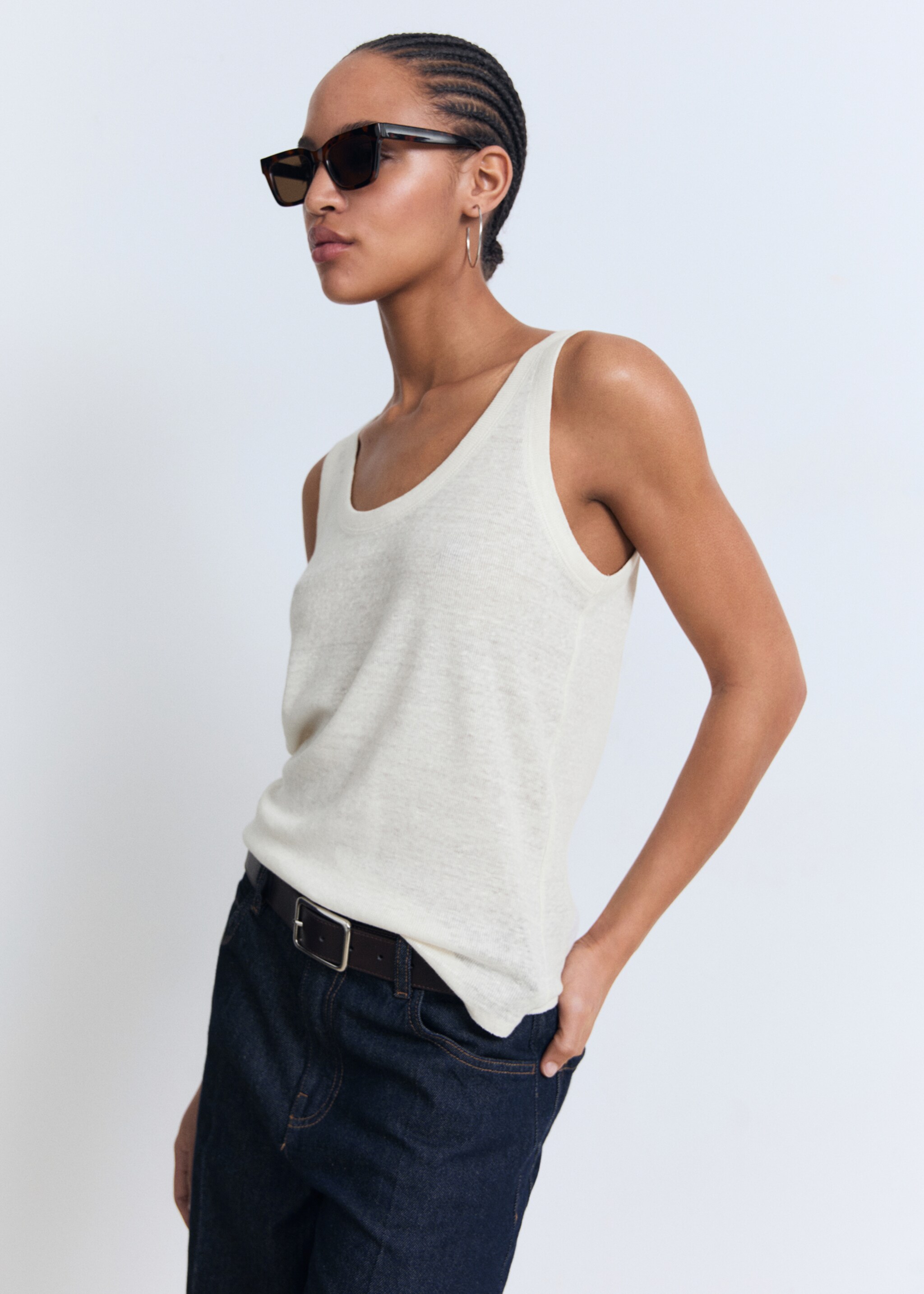 Strap linen top - Medium plane